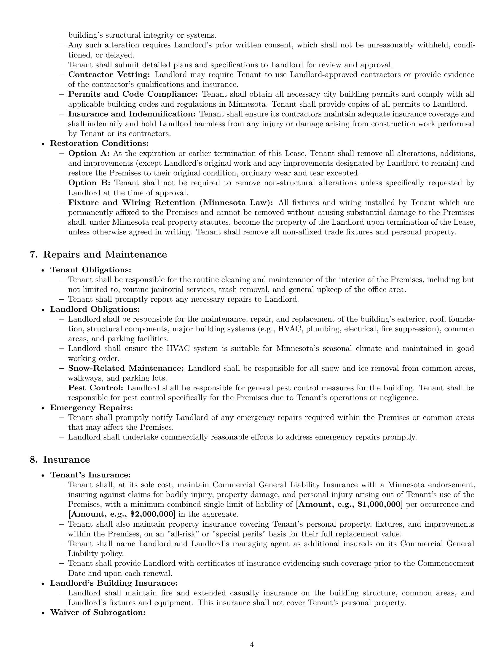Preview page 4 of Pro Minnesota office lease agreement template