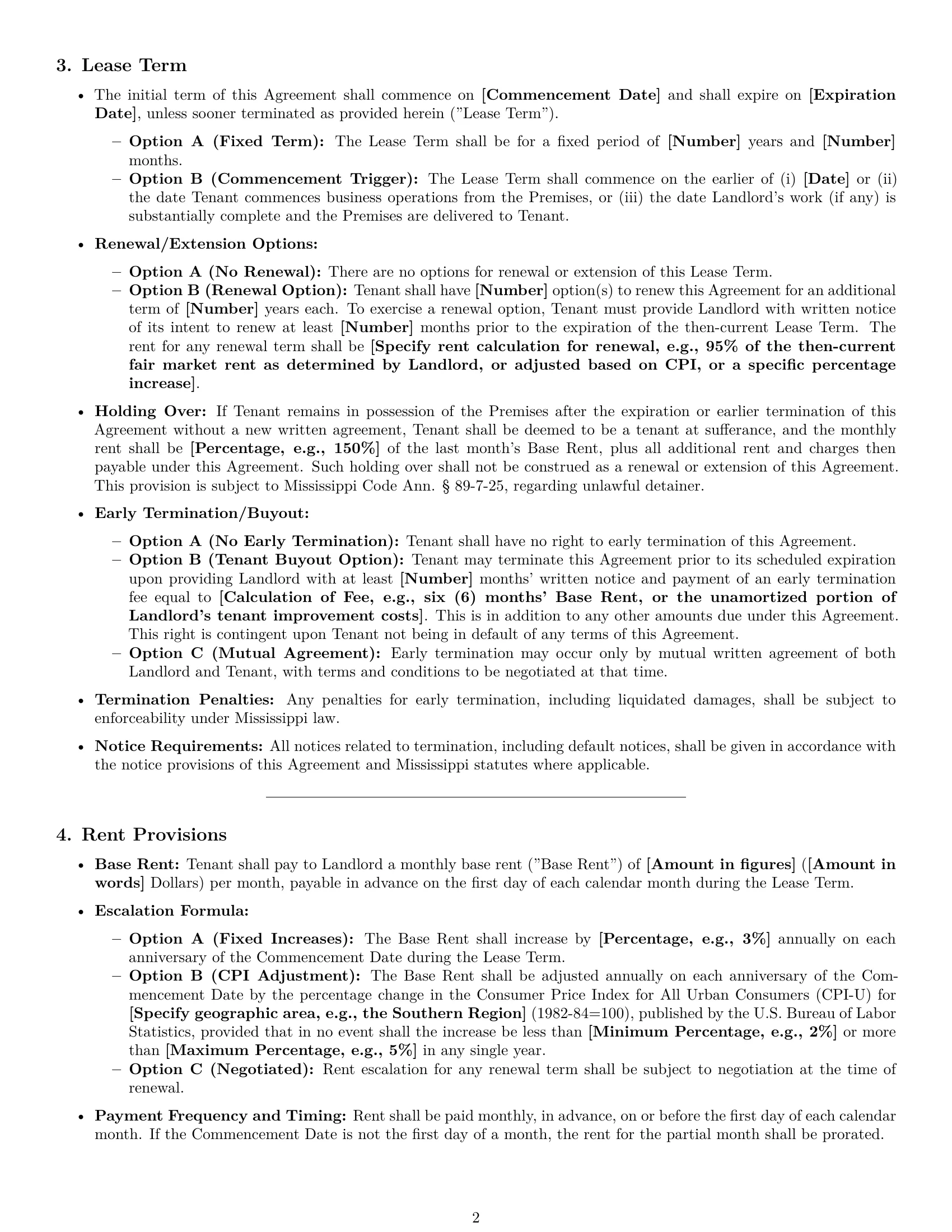 Preview page 2 of Pro Mississippi office lease agreement template