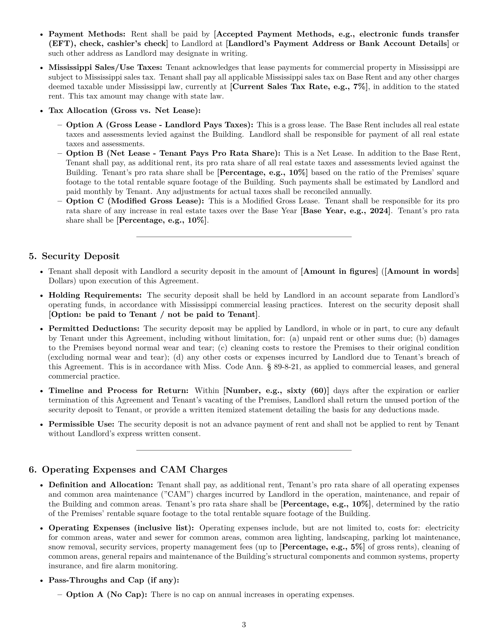 Preview page 3 of Pro Mississippi office lease agreement template