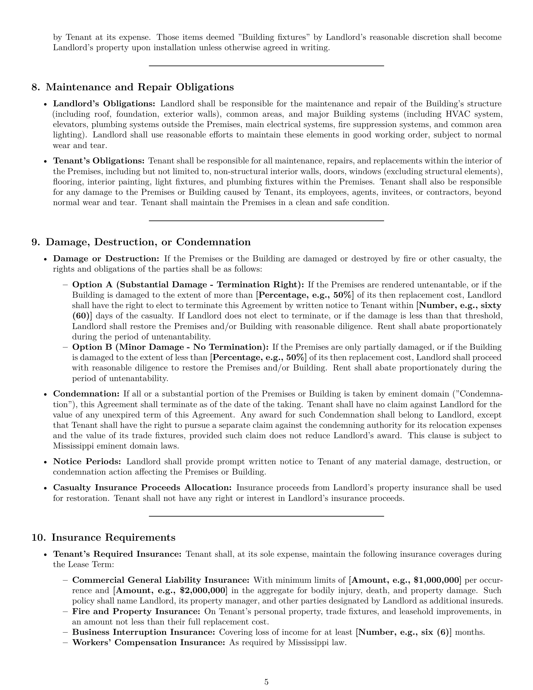 Preview page 5 of Pro Mississippi office lease agreement template
