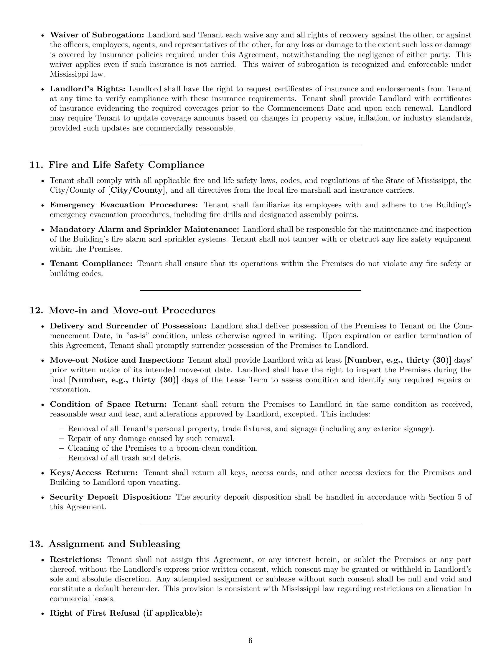 Preview page 6 of Pro Mississippi office lease agreement template