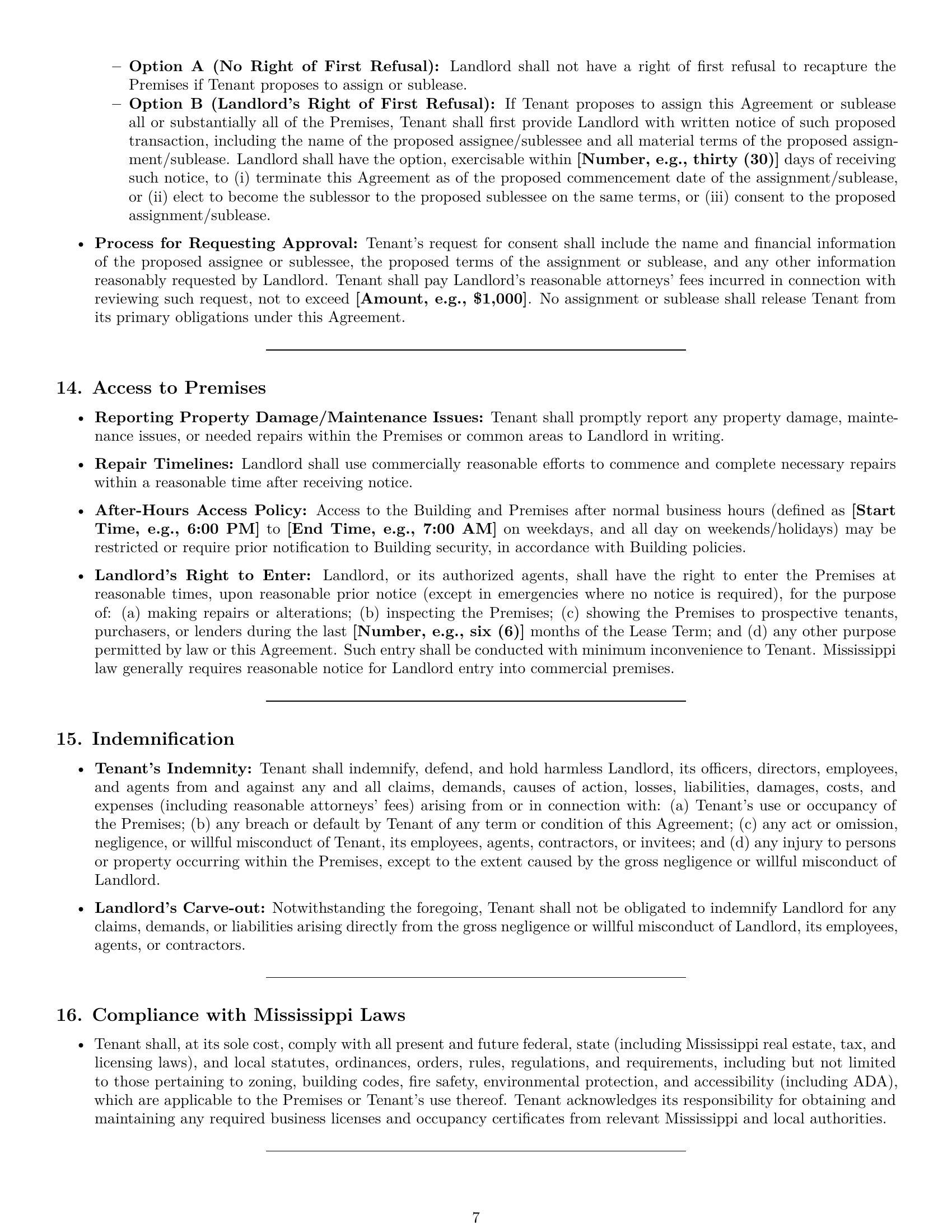 Preview page 7 of Pro Mississippi office lease agreement template