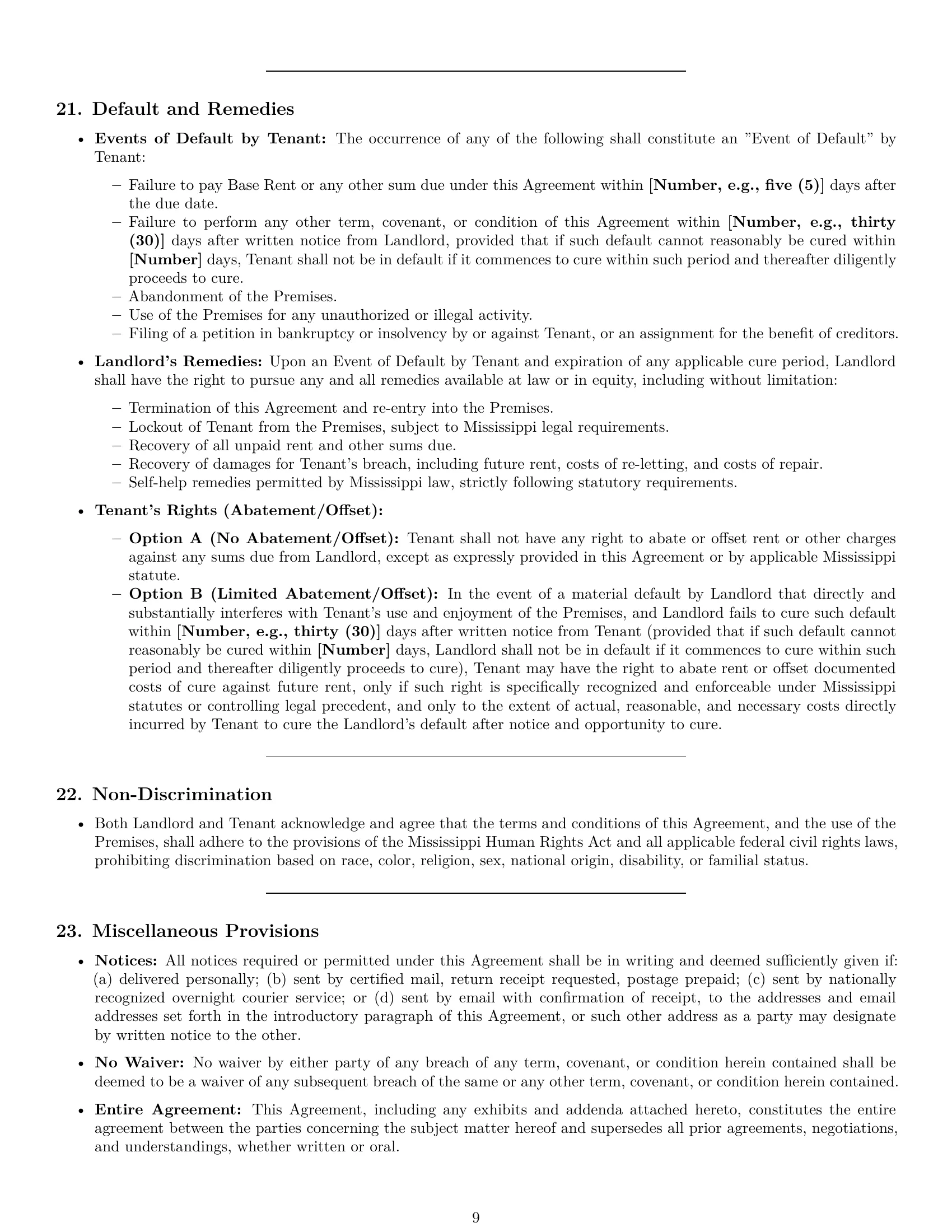 Preview page 9 of Pro Mississippi office lease agreement template