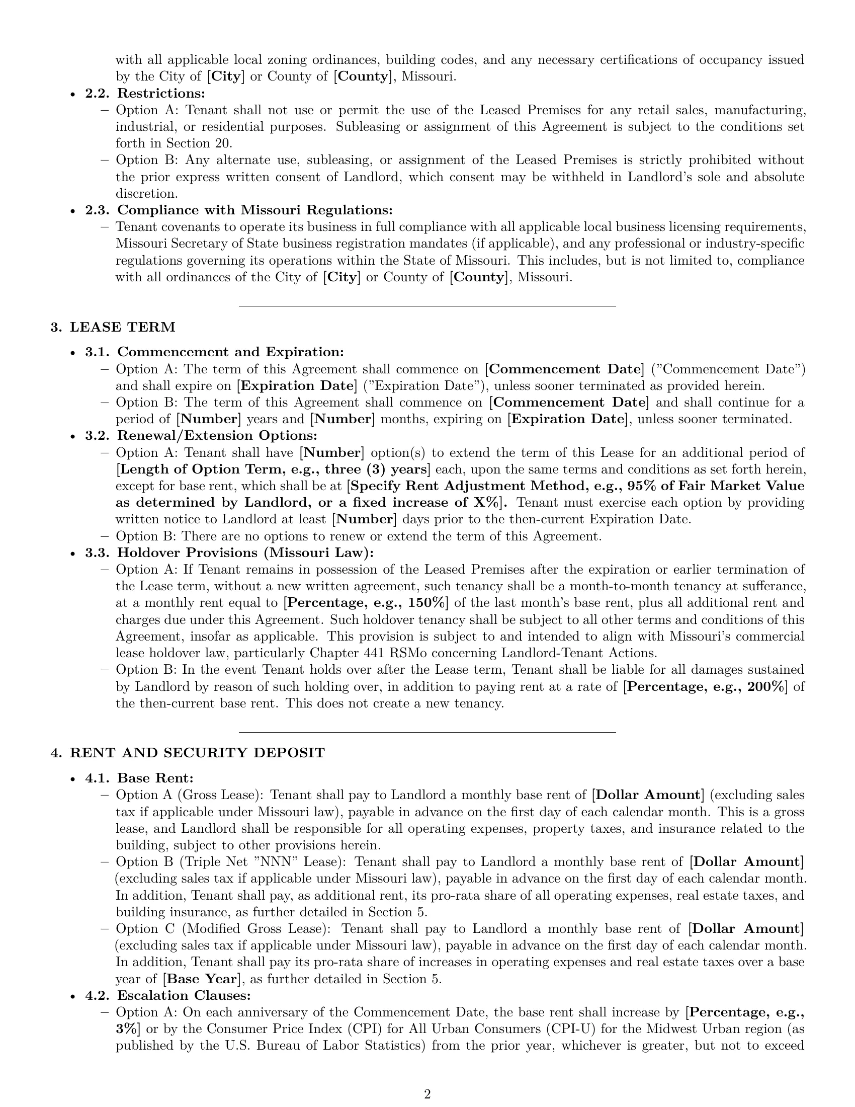 Preview page 2 of Pro Missouri office lease agreement template
