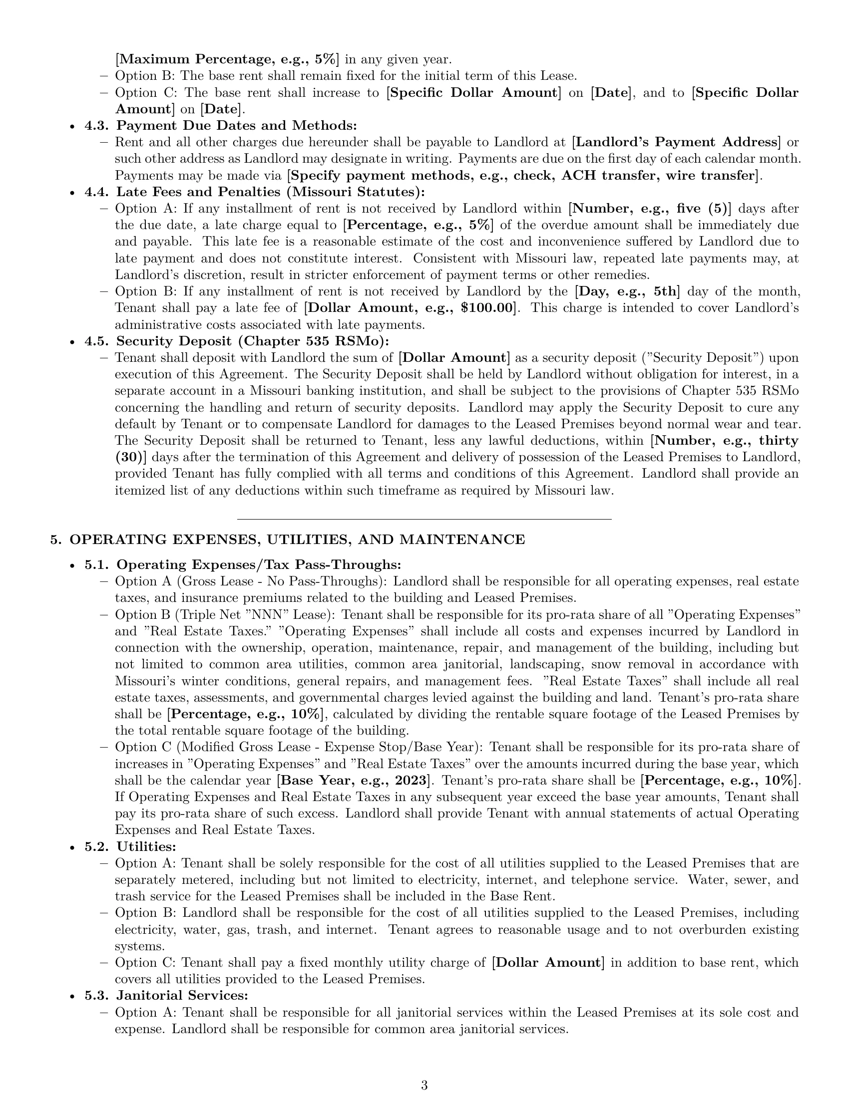 Preview page 3 of Pro Missouri office lease agreement template