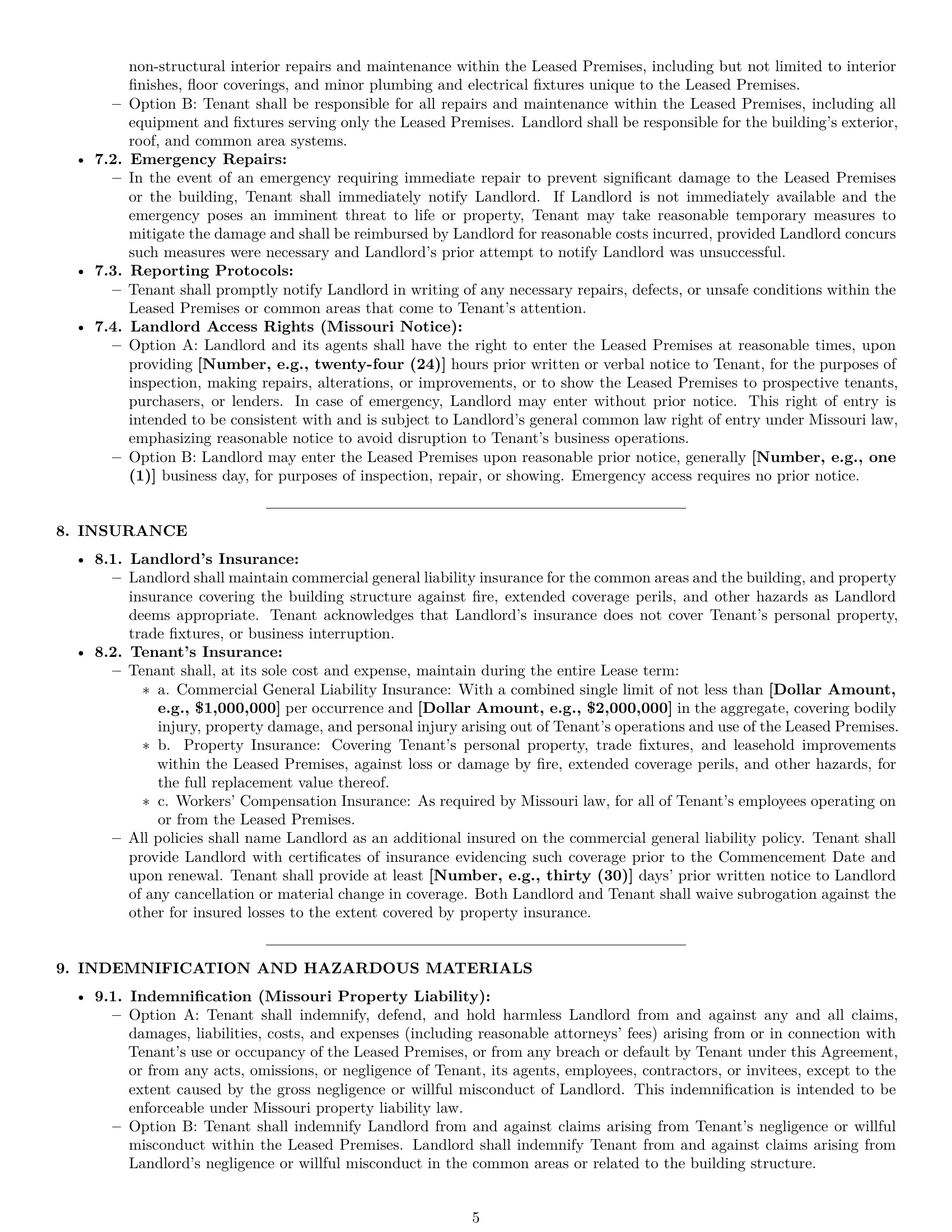 Preview page 5 of Pro Missouri office lease agreement template