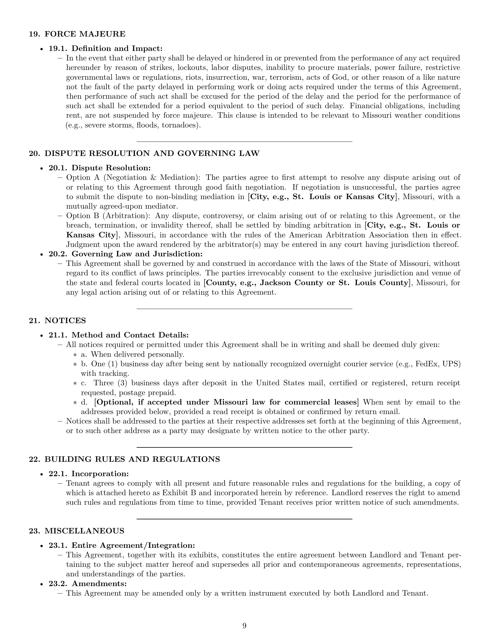 Preview page 9 of Pro Missouri office lease agreement template