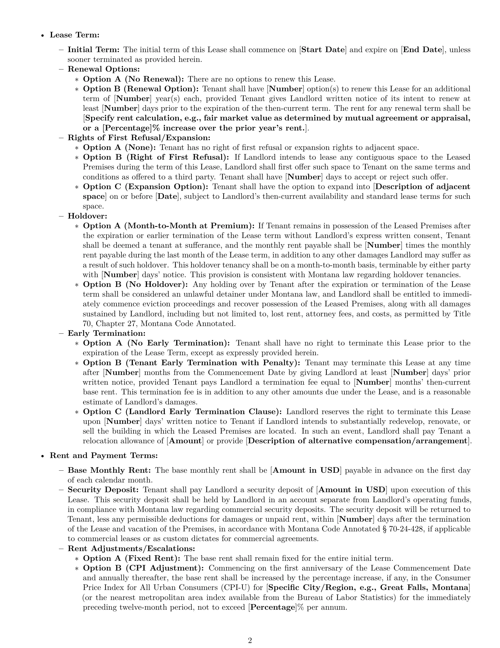 Preview page 2 of Pro Montana office lease agreement template