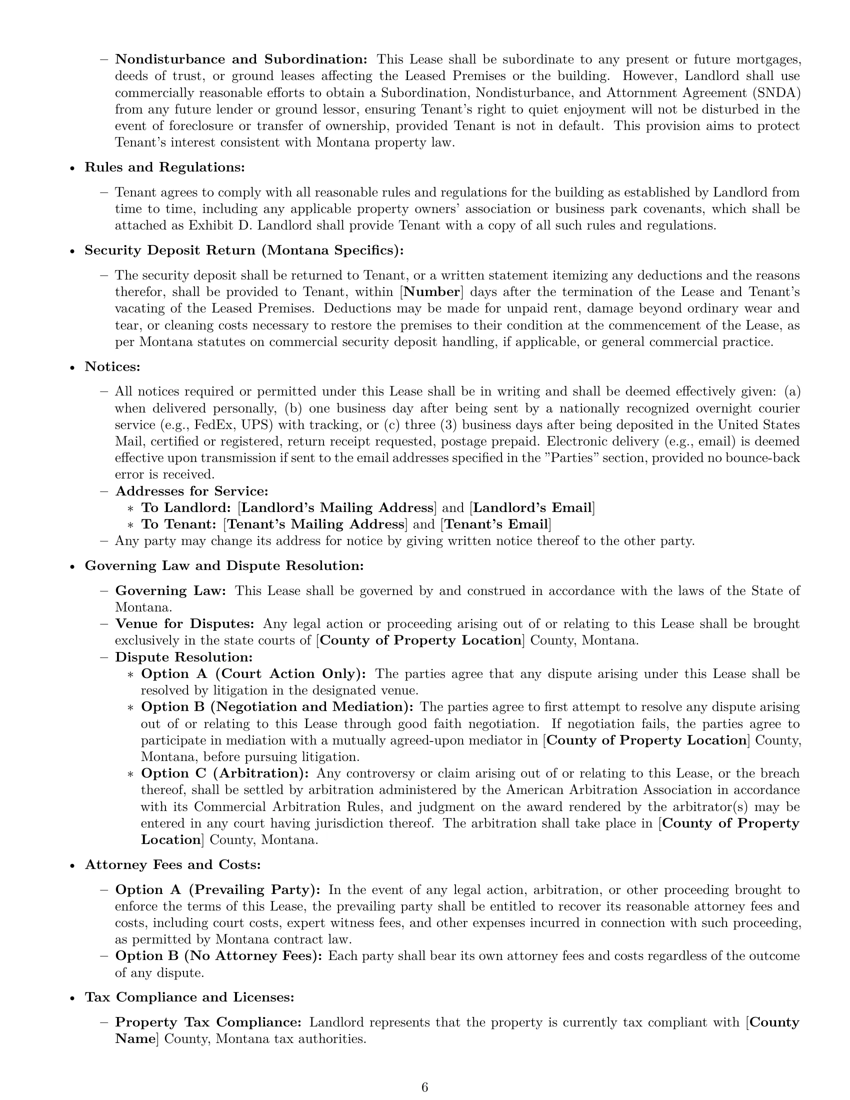 Preview page 6 of Pro Montana office lease agreement template