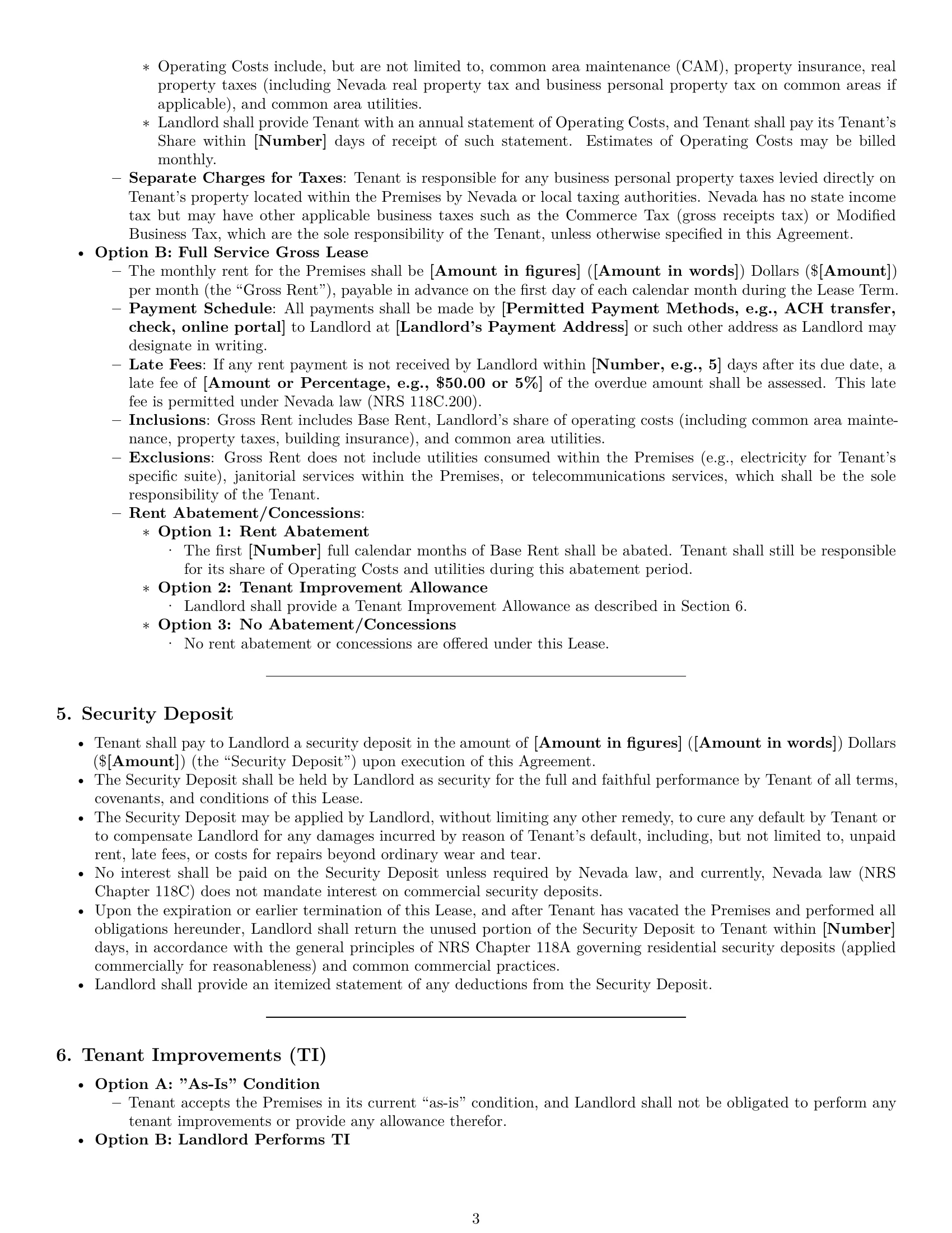 Preview page 3 of Pro Nevada office lease agreement template