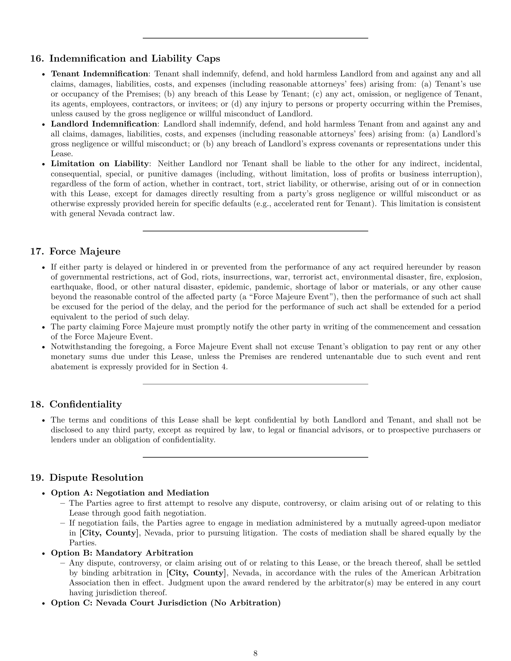 Preview page 8 of Pro Nevada office lease agreement template