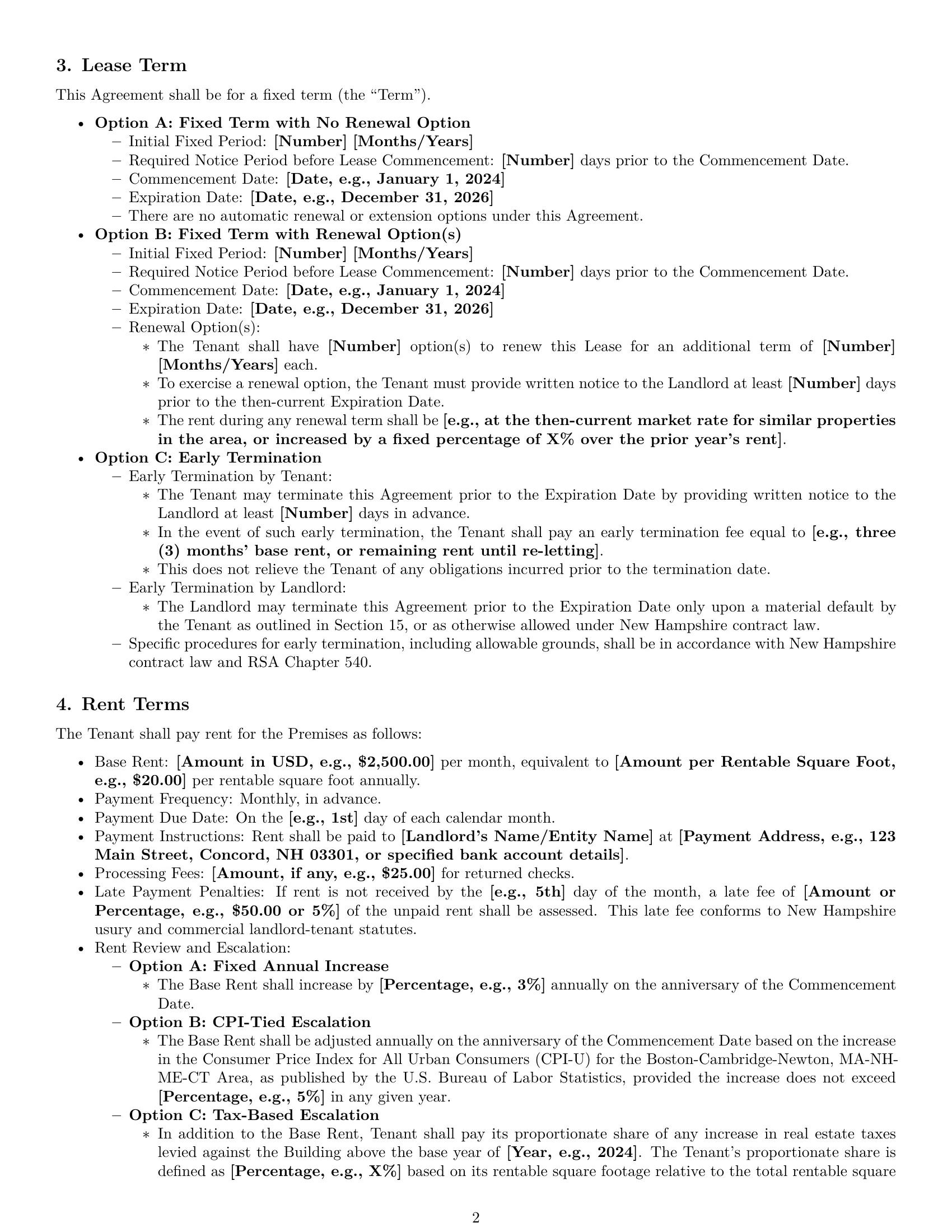 Preview page 2 of Pro New Hampshire office lease agreement template