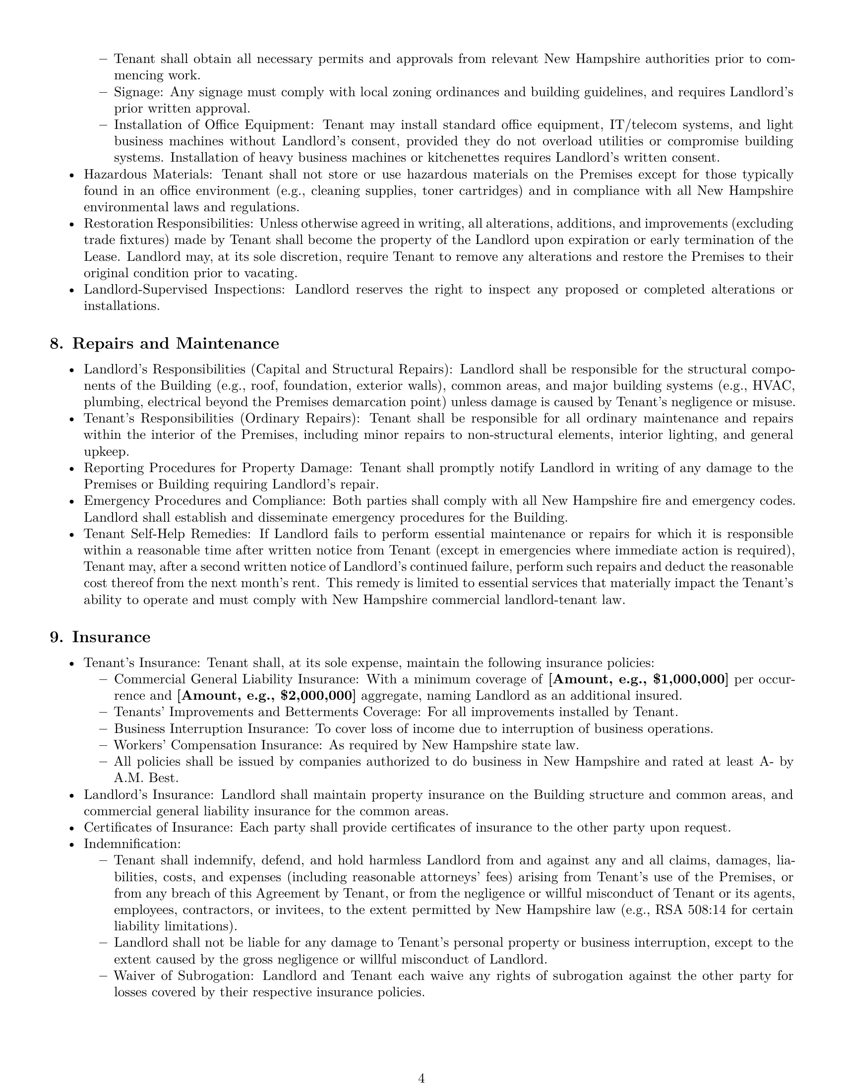 Preview page 4 of Pro New Hampshire office lease agreement template