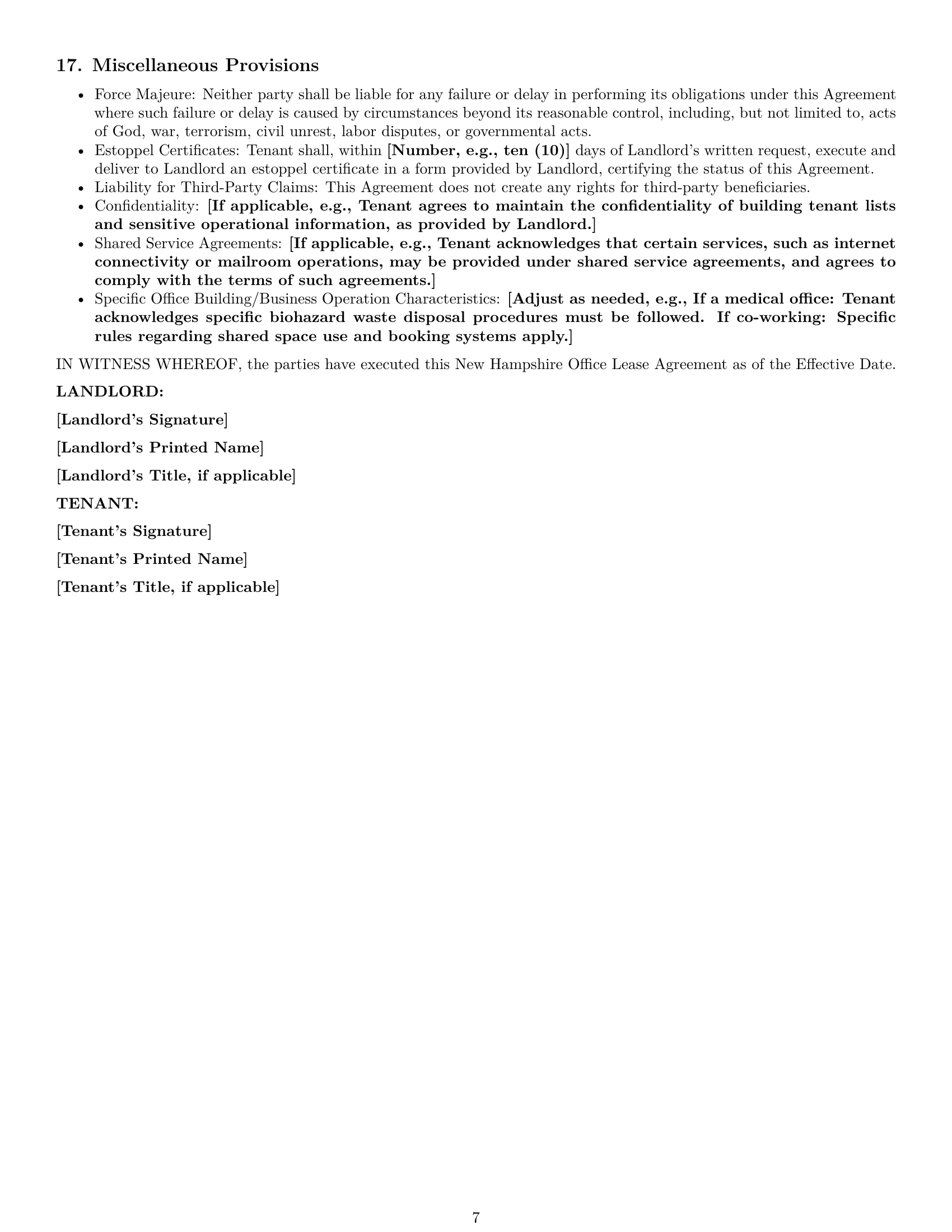 Preview page 7 of Pro New Hampshire office lease agreement template