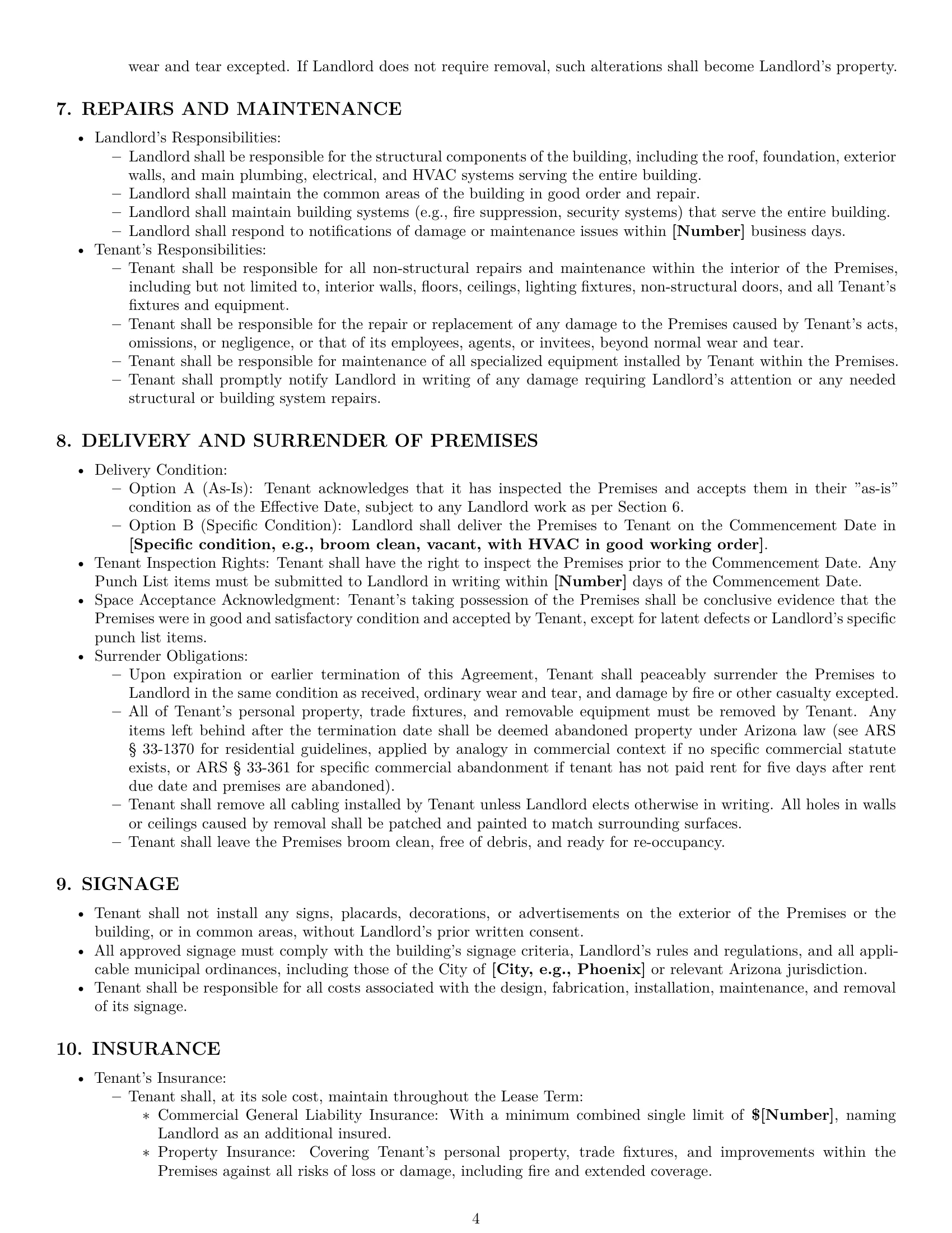 Preview page 4 of Pro Arizona office lease agreement template