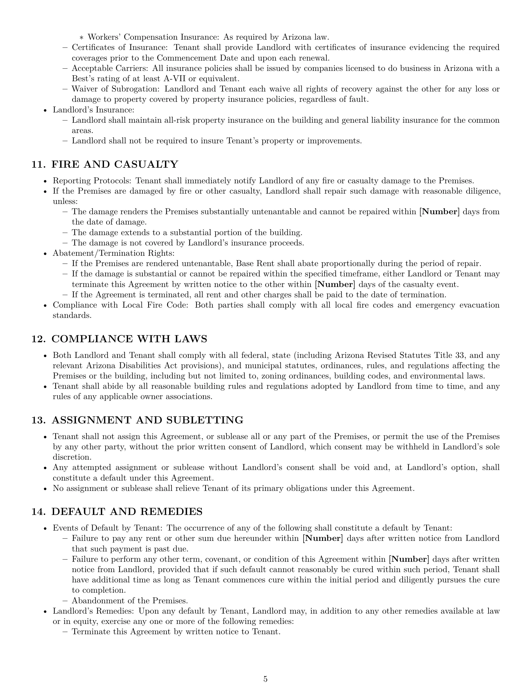 Preview page 5 of Pro Arizona office lease agreement template