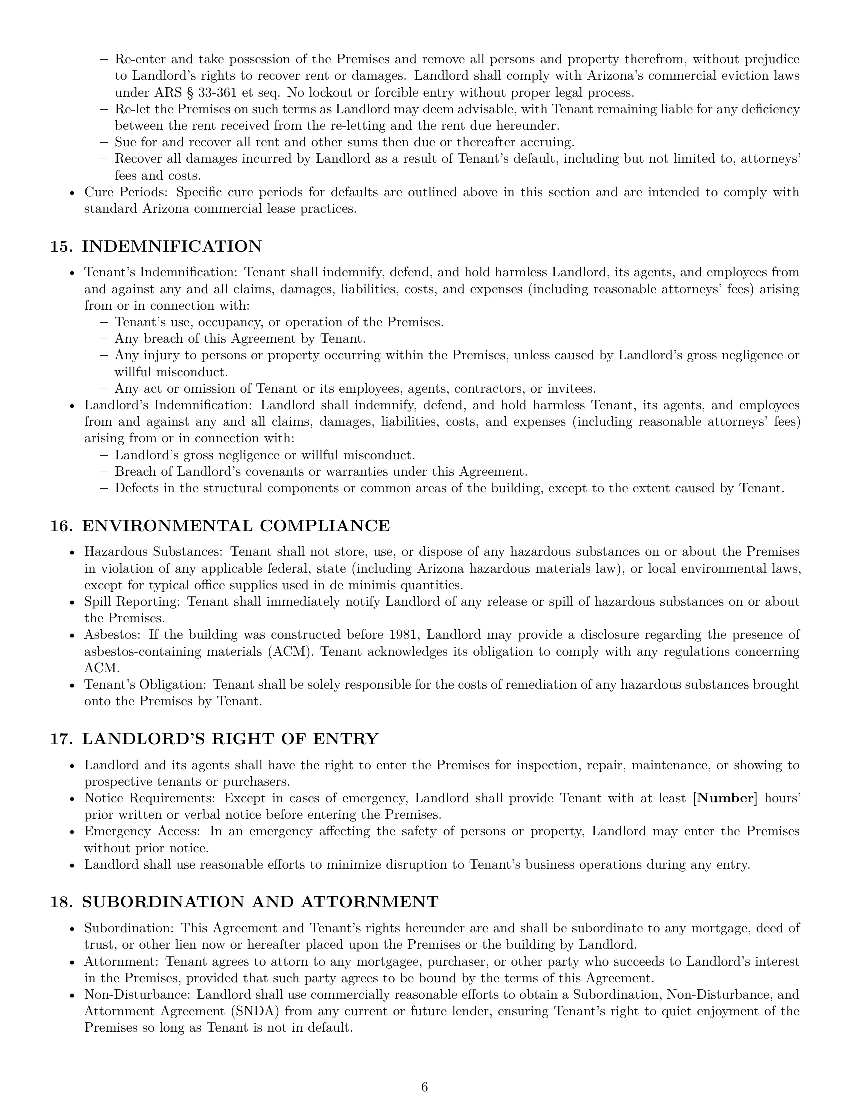 Preview page 6 of Pro Arizona office lease agreement template