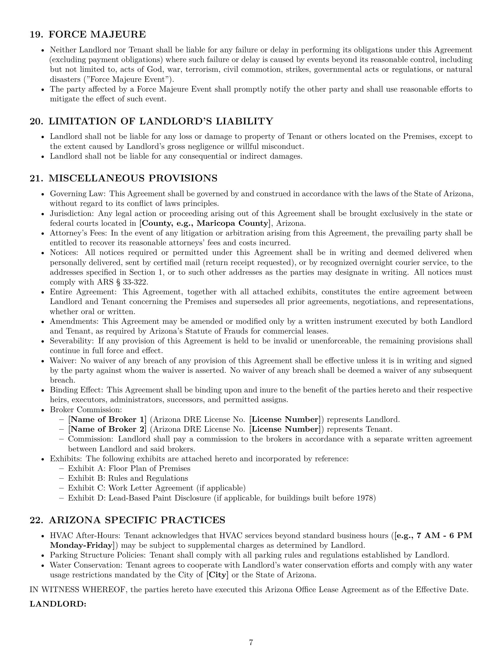 Preview page 7 of Pro Arizona office lease agreement template