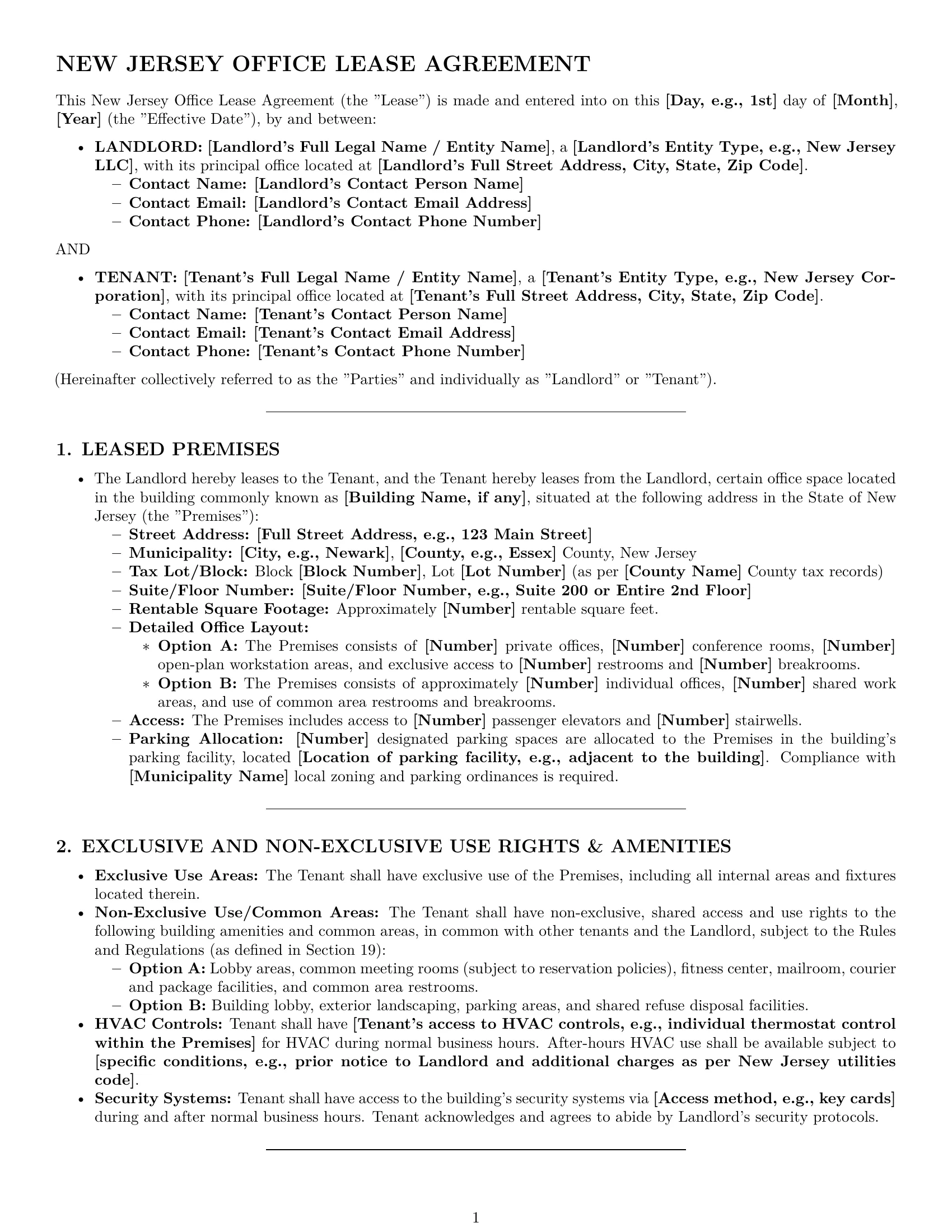 Preview page 1 of Pro New Jersey office lease agreement template