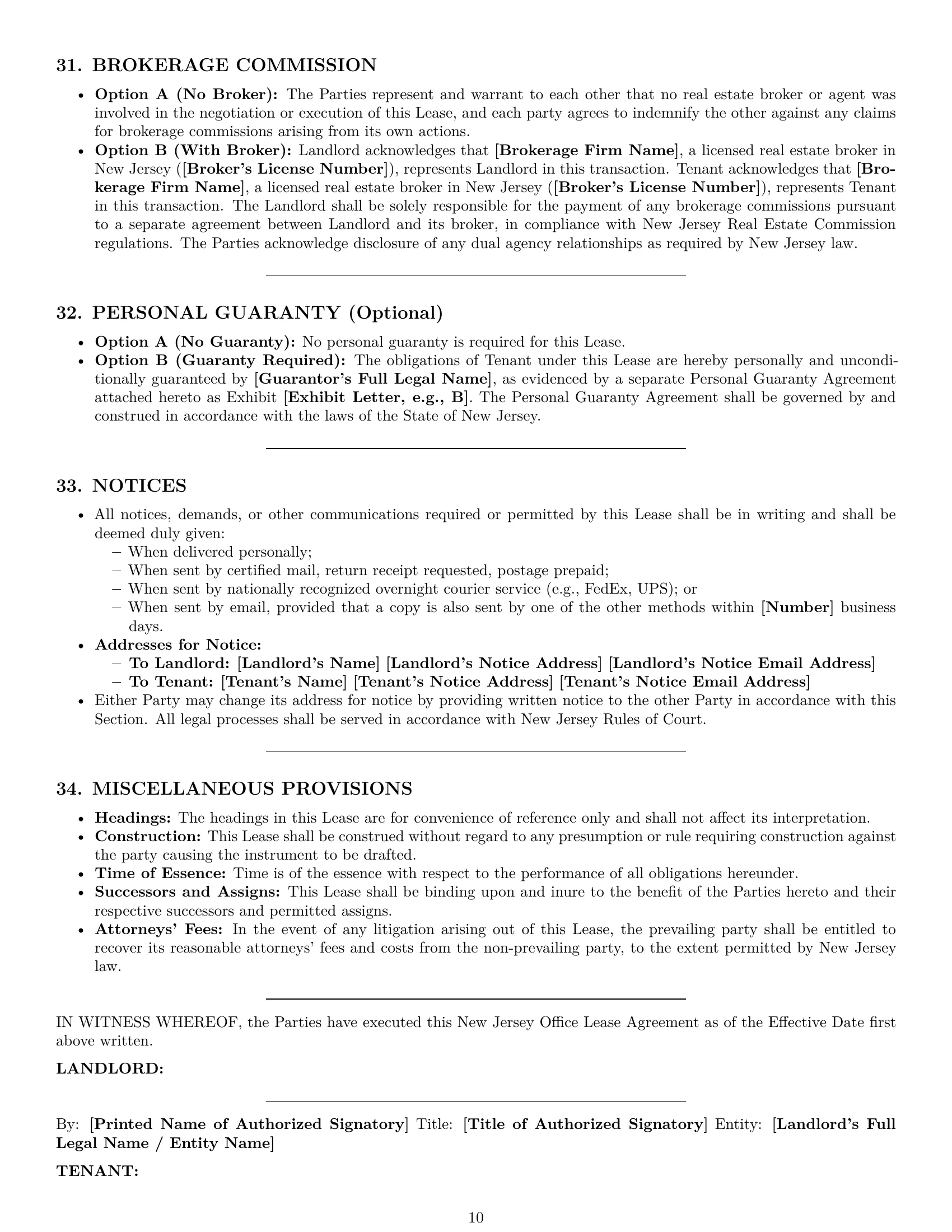Preview page 10 of Pro New Jersey office lease agreement template