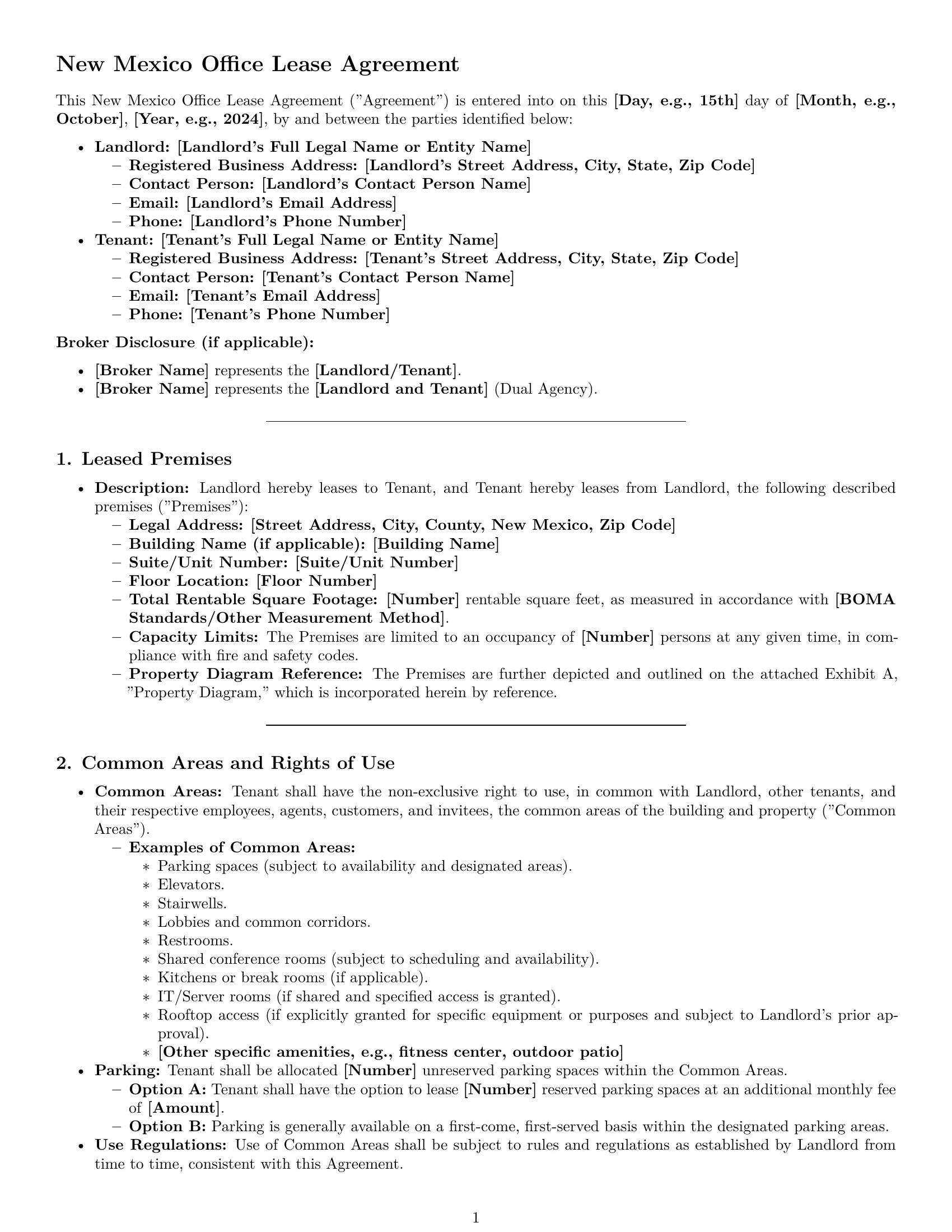 Preview page 1 of Pro New Mexico office lease agreement template
