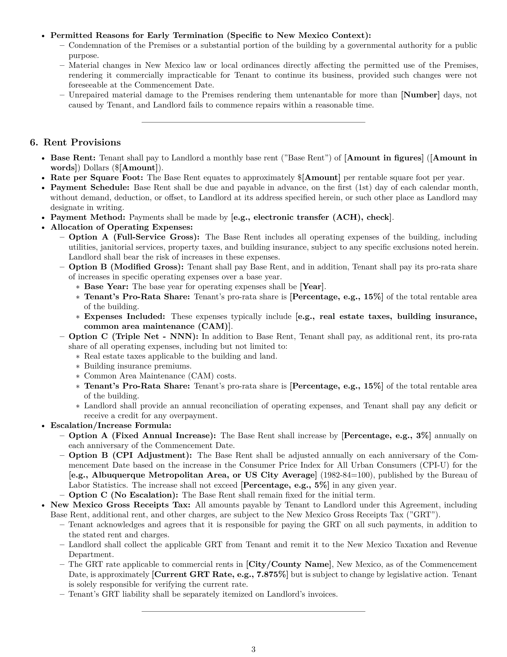 Preview page 3 of Pro New Mexico office lease agreement template