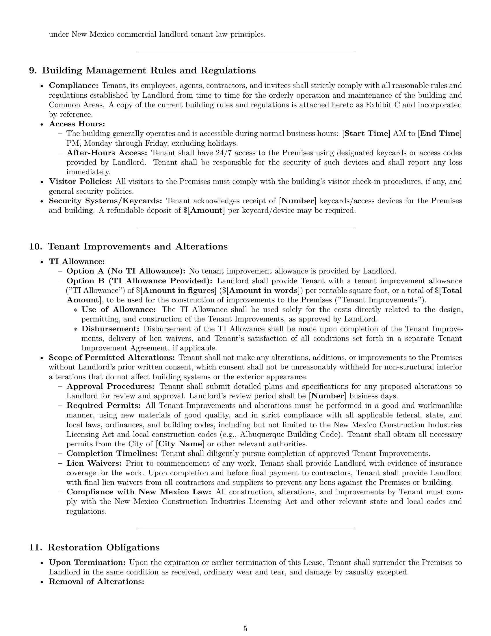 Preview page 5 of Pro New Mexico office lease agreement template