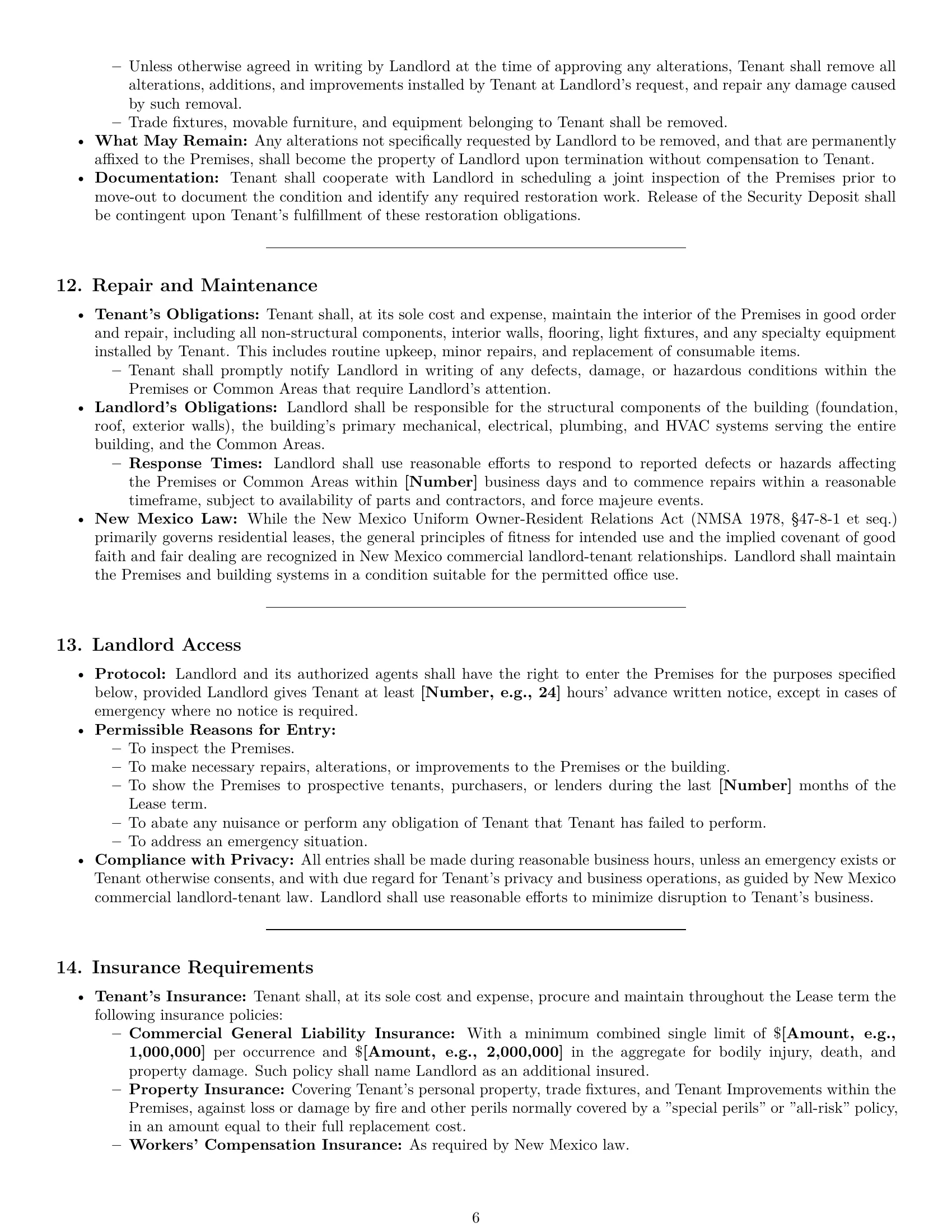 Preview page 6 of Pro New Mexico office lease agreement template