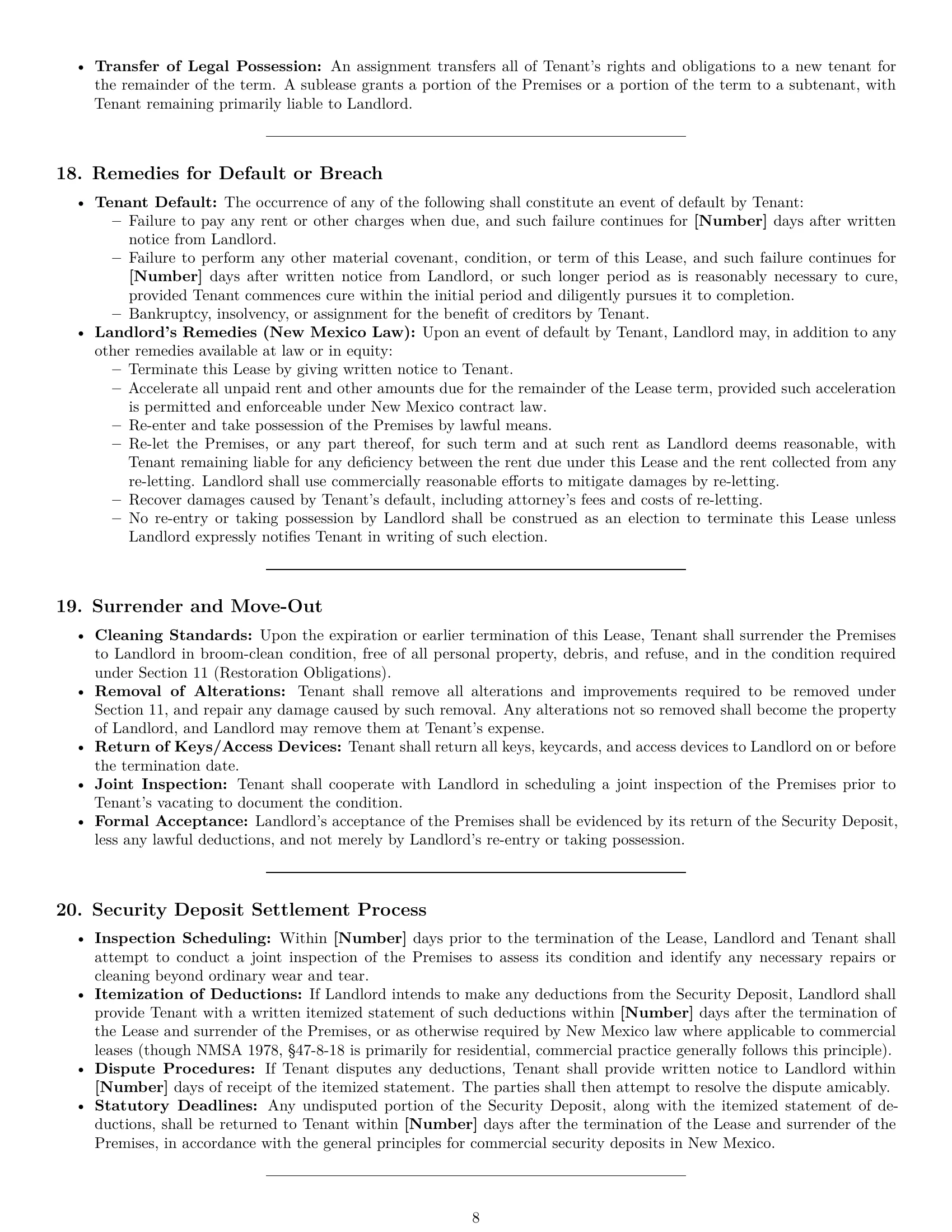 Preview page 8 of Pro New Mexico office lease agreement template
