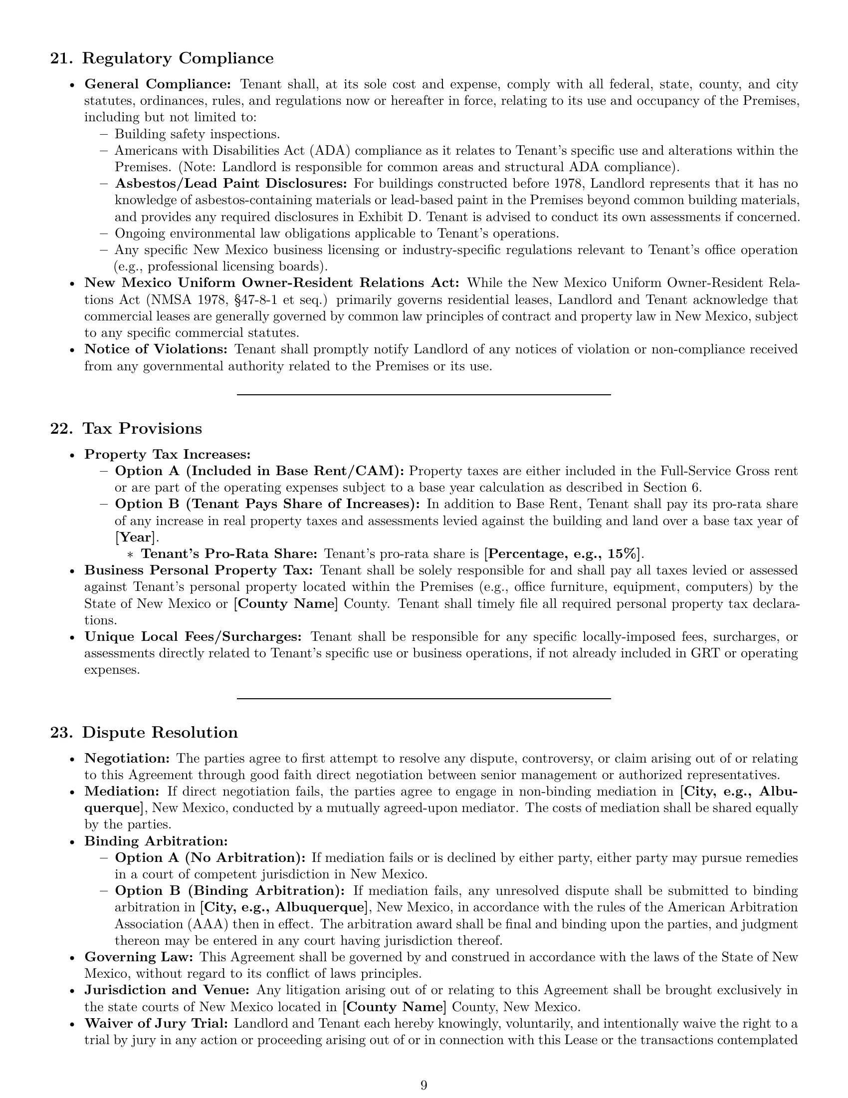 Preview page 9 of Pro New Mexico office lease agreement template
