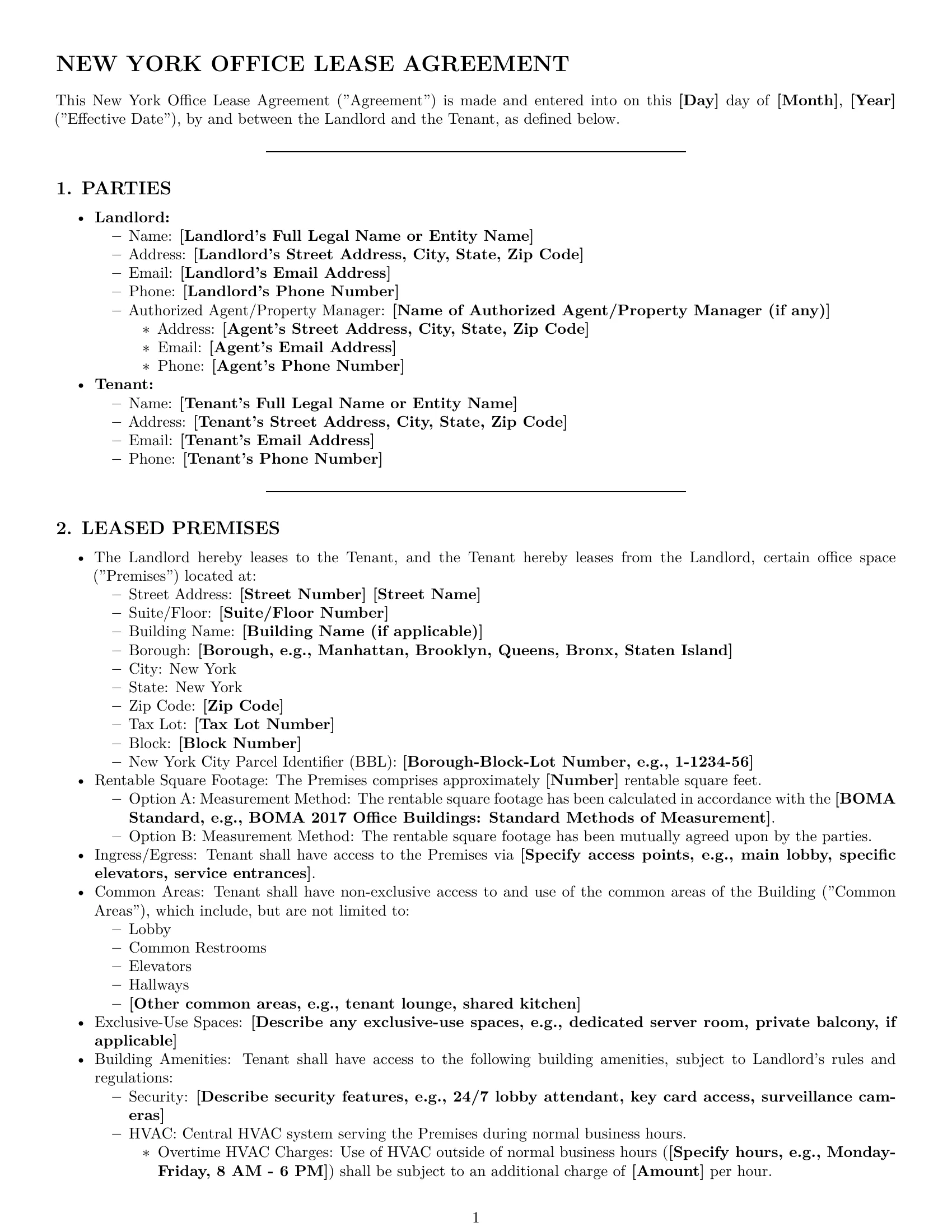 Preview page 1 of Pro New York office lease agreement template