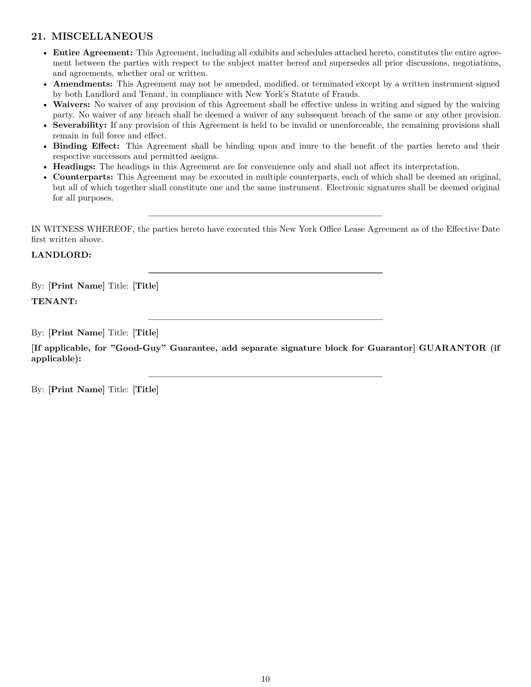 Preview page 10 of Pro New York office lease agreement template