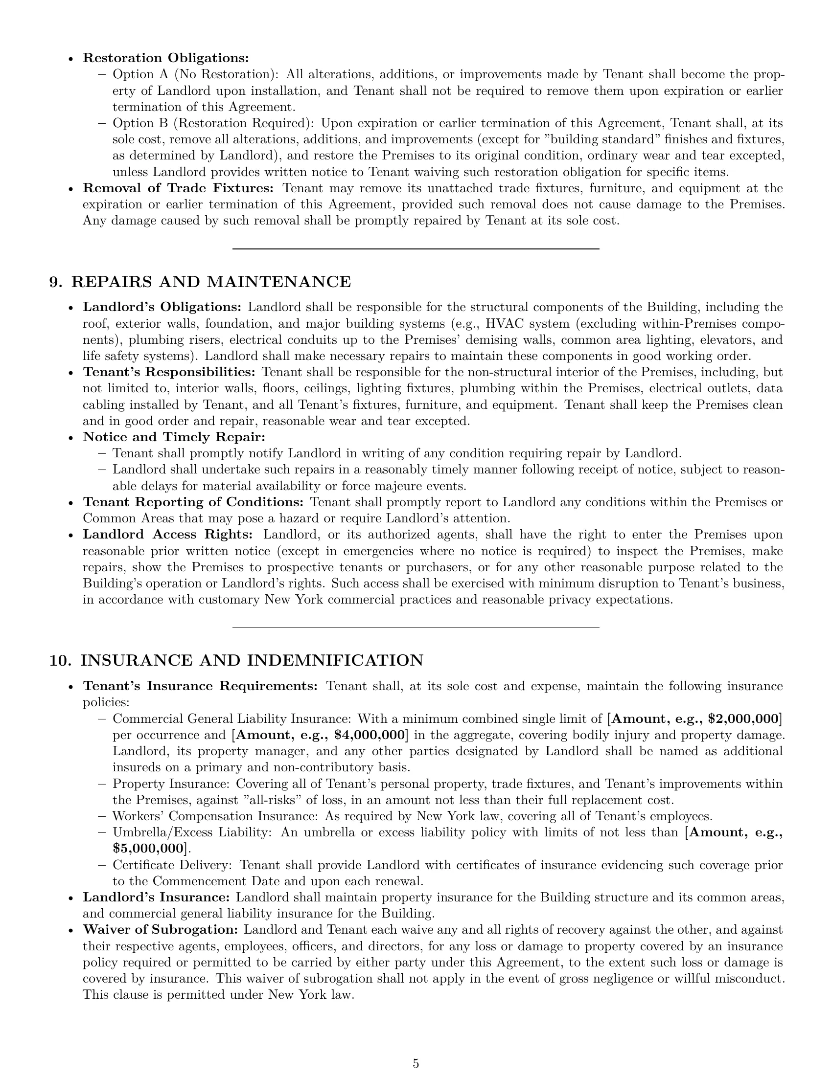 Preview page 5 of Pro New York office lease agreement template