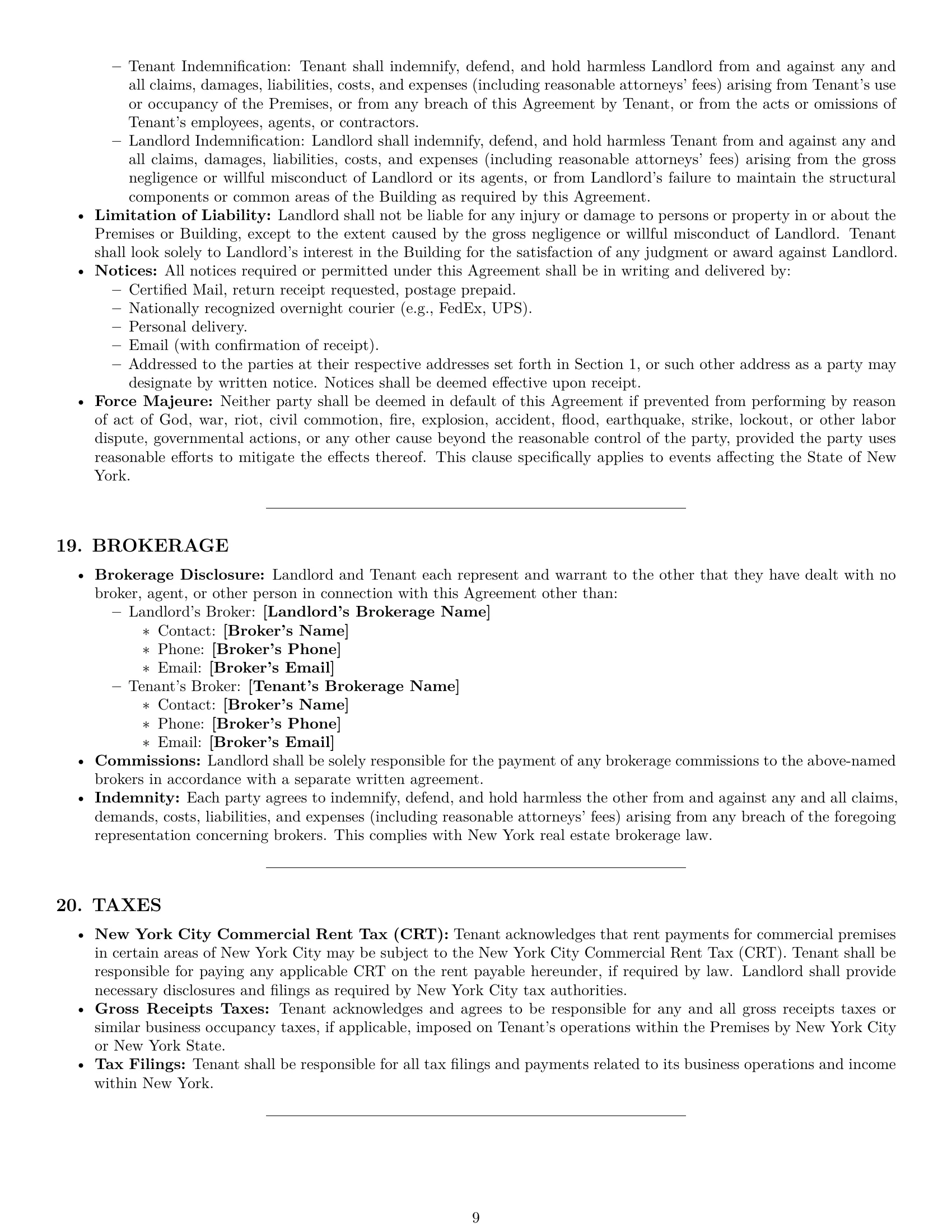 Preview page 9 of Pro New York office lease agreement template