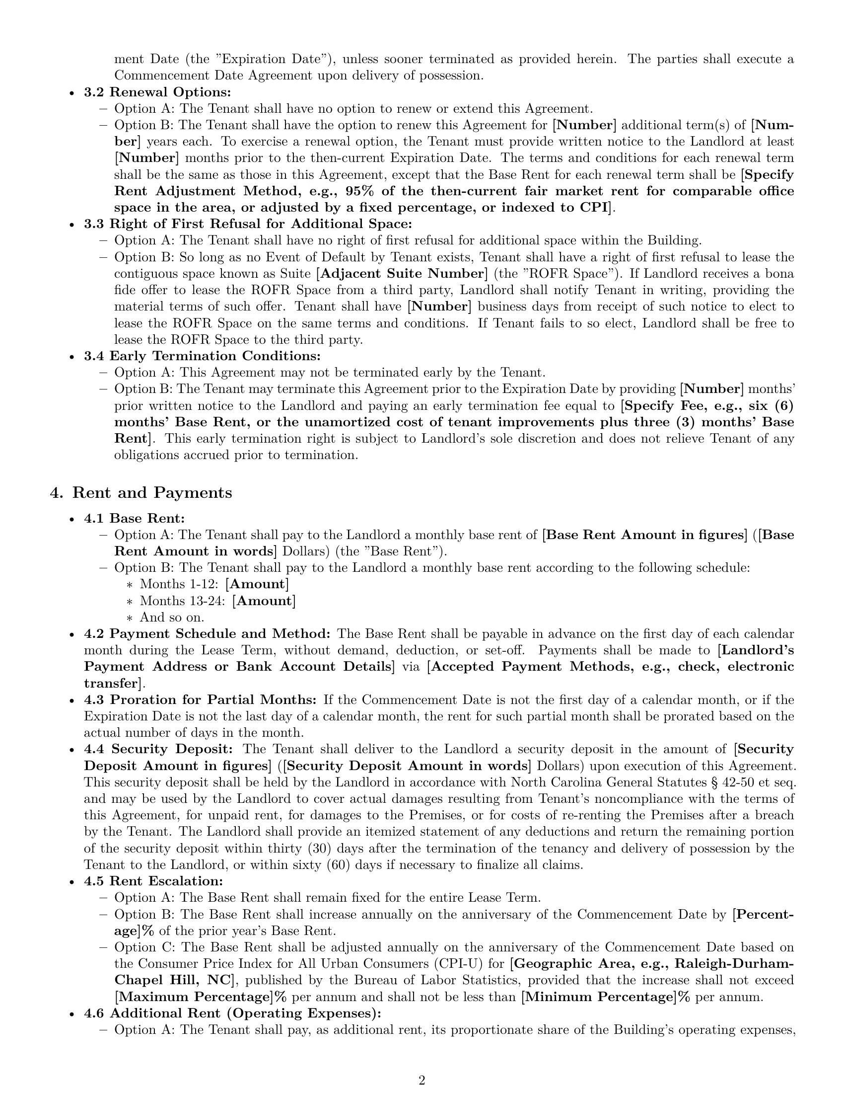 Preview page 2 of Pro North Carolina office lease agreement template