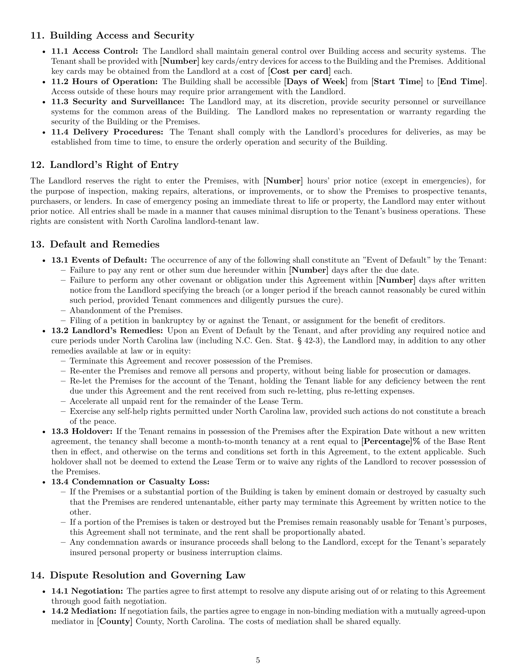 Preview page 5 of Pro North Carolina office lease agreement template