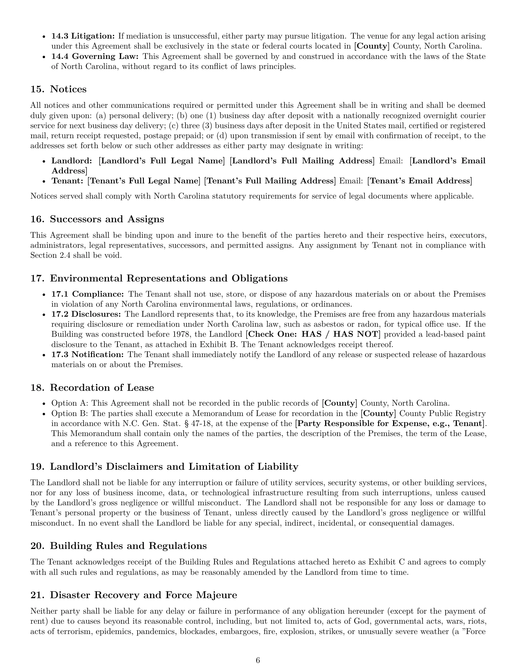 Preview page 6 of Pro North Carolina office lease agreement template