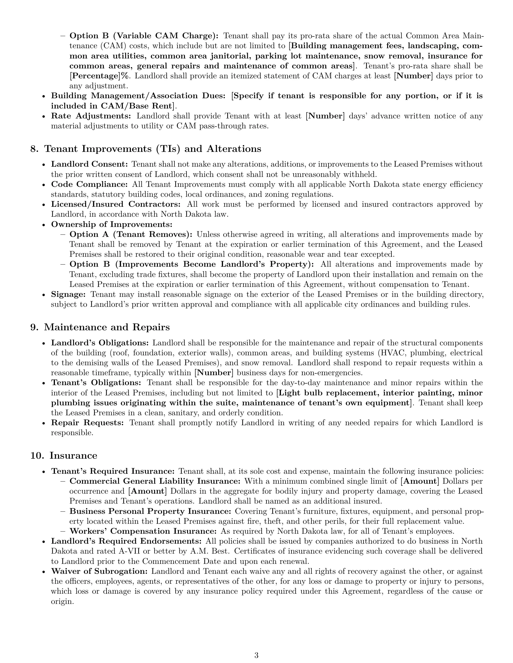 Preview page 3 of Pro North Dakota office lease agreement template
