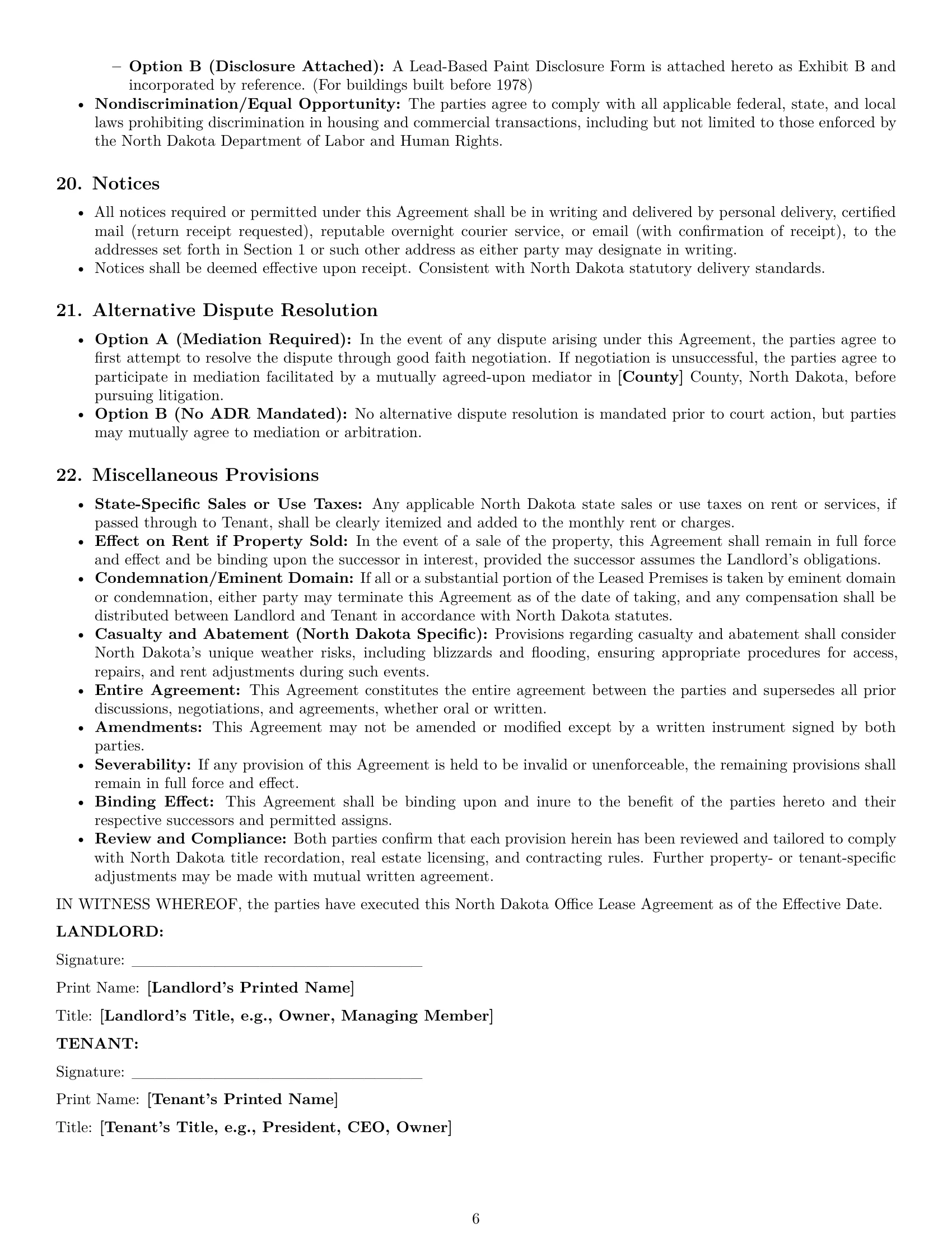 Preview page 6 of Pro North Dakota office lease agreement template