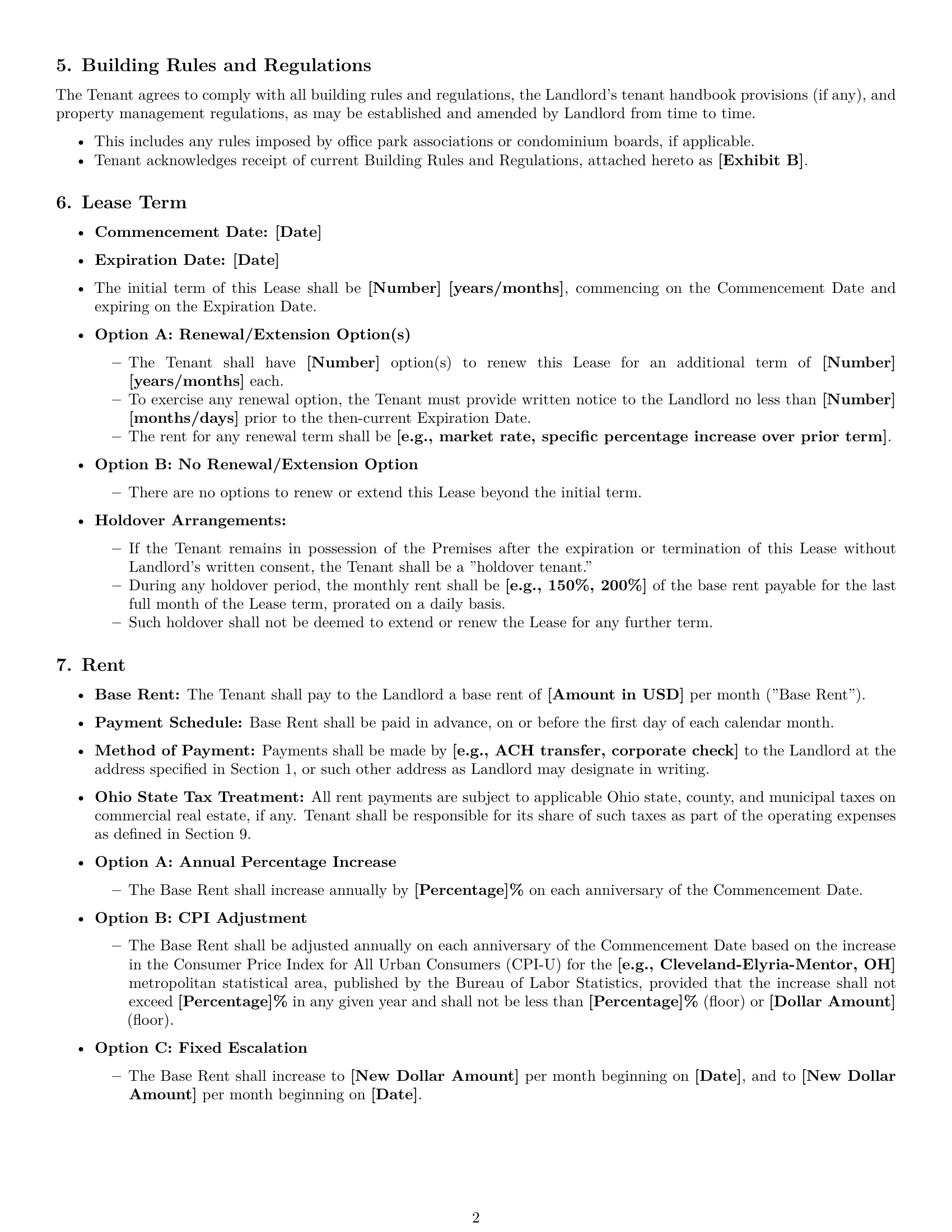 Preview page 2 of Pro Ohio office lease agreement template