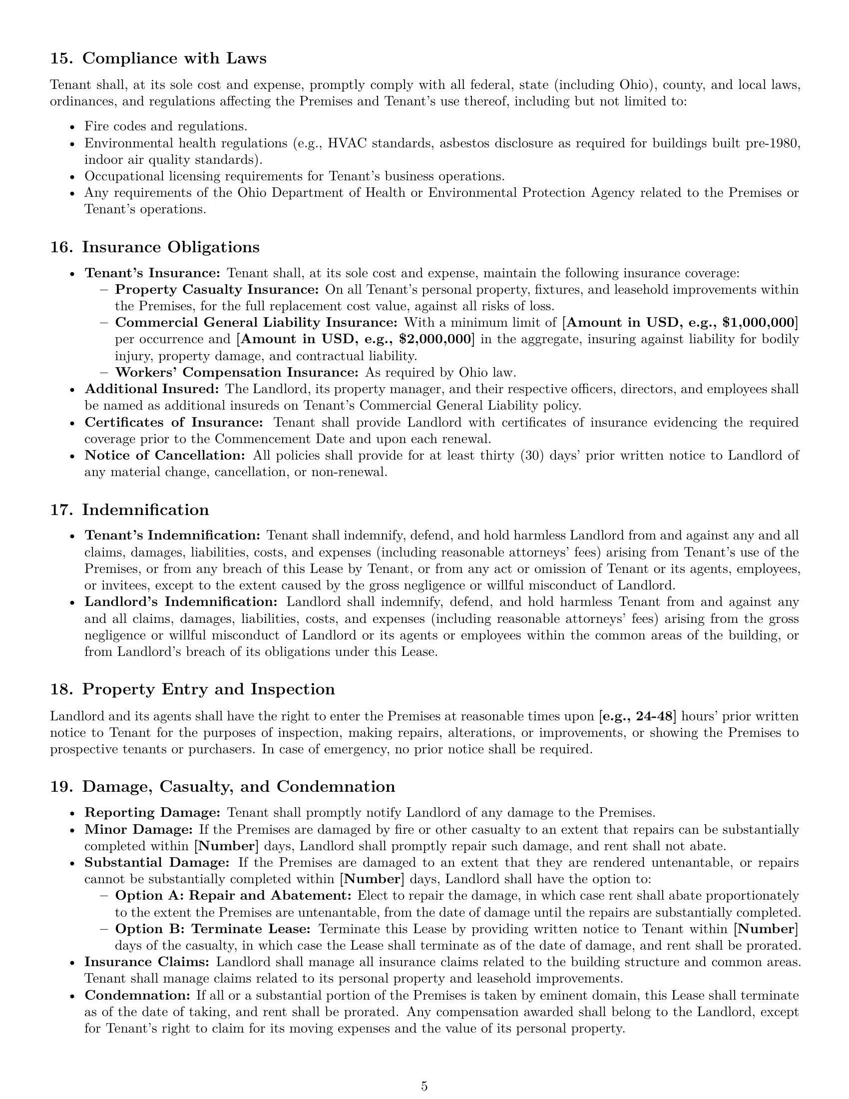 Preview page 5 of Pro Ohio office lease agreement template