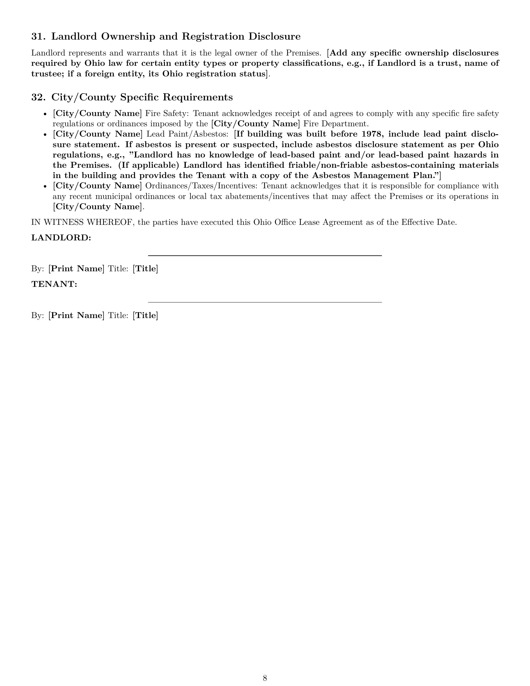 Preview page 8 of Pro Ohio office lease agreement template