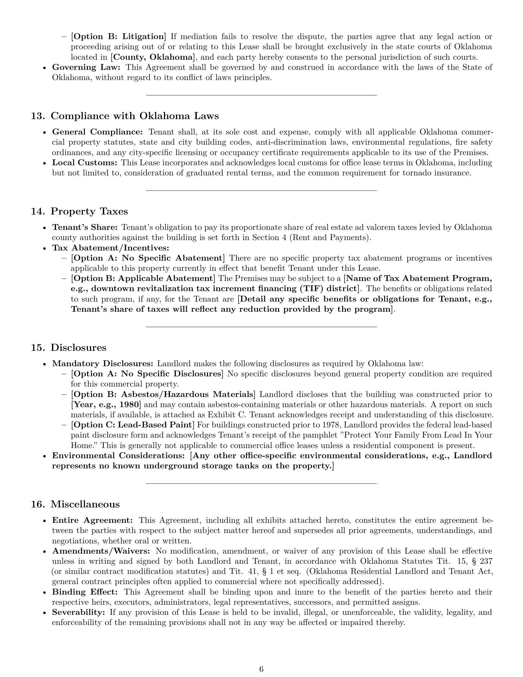 Preview page 6 of Pro Oklahoma office lease agreement template