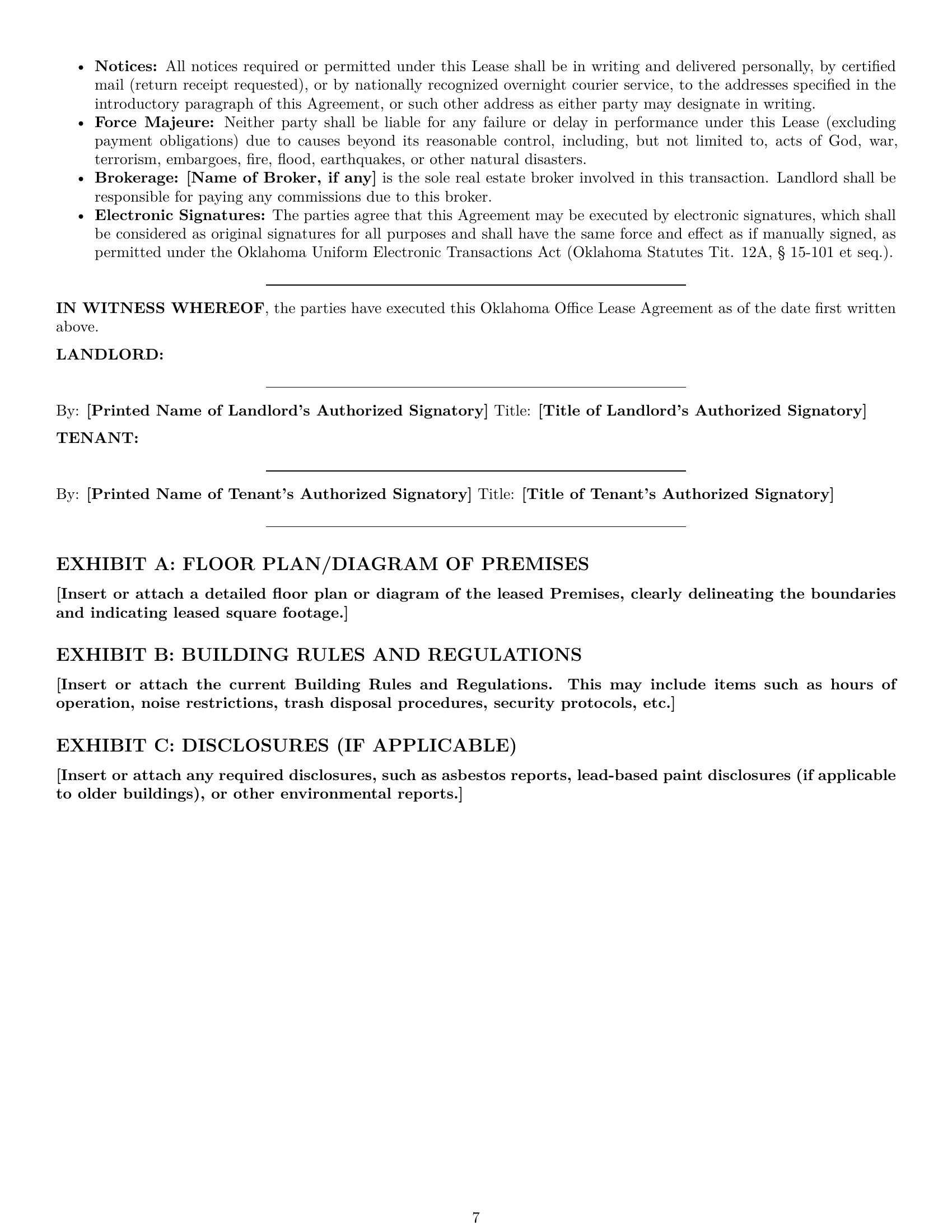 Preview page 7 of Pro Oklahoma office lease agreement template