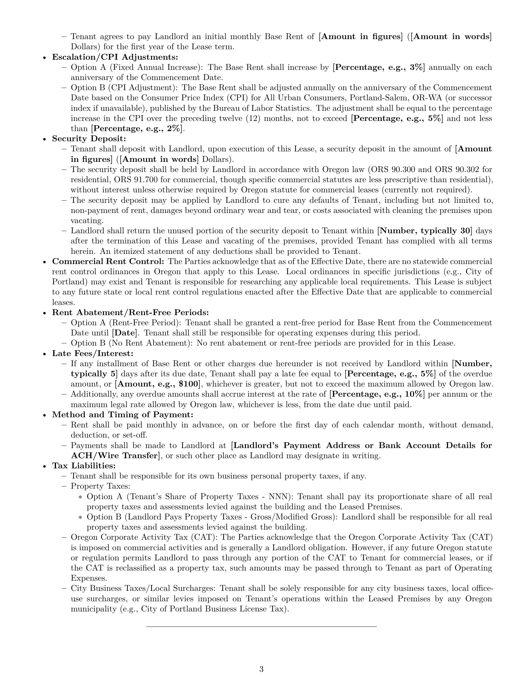Preview page 3 of Pro Oregon office lease agreement template