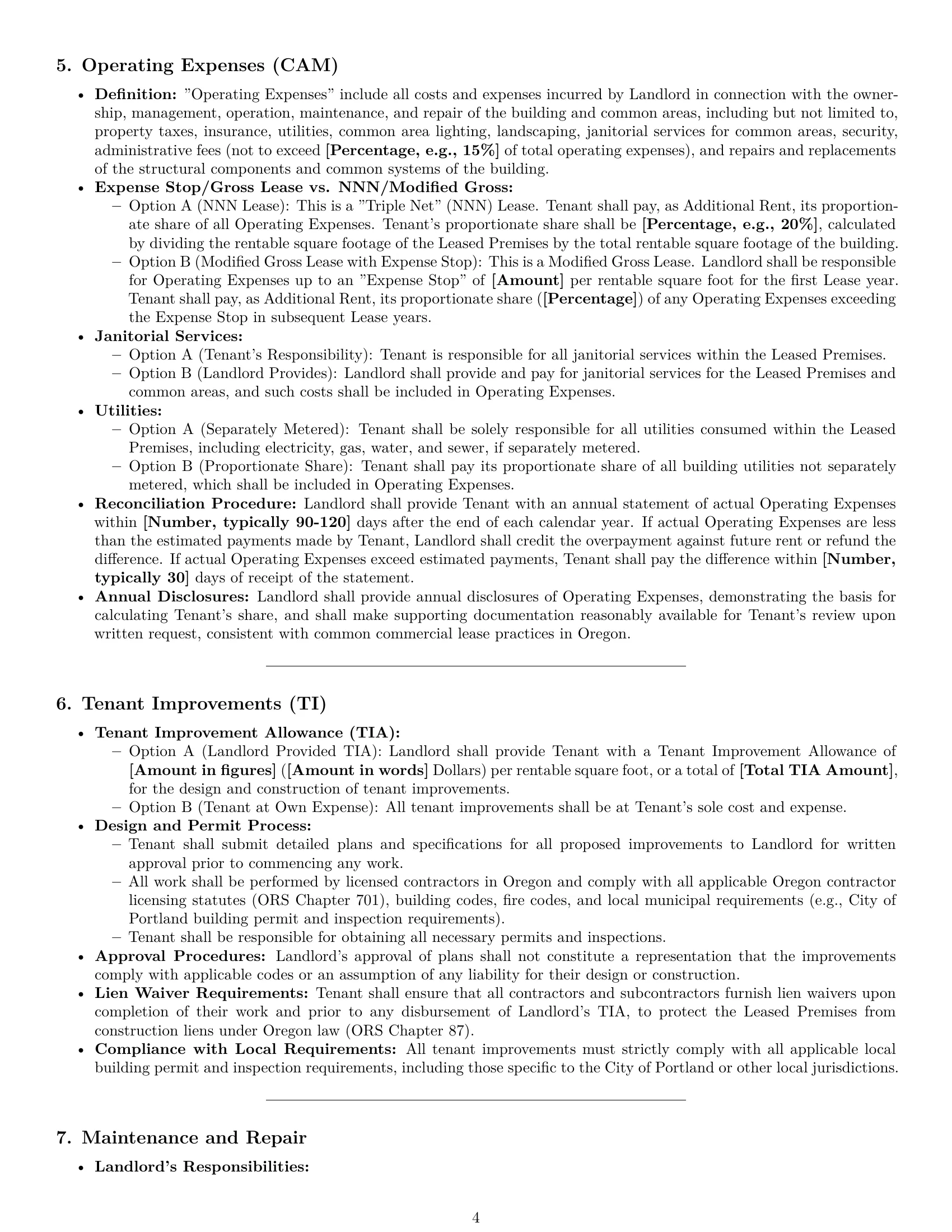 Preview page 4 of Pro Oregon office lease agreement template