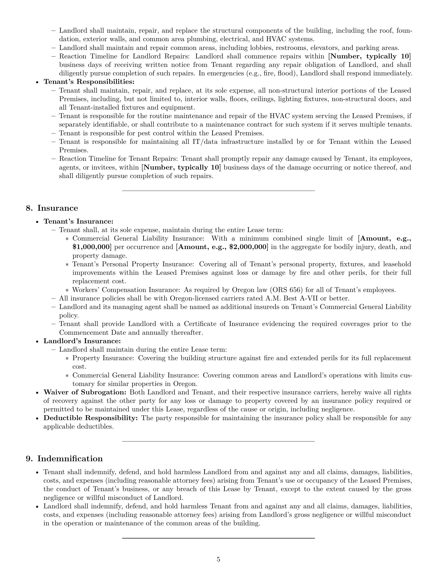 Preview page 5 of Pro Oregon office lease agreement template