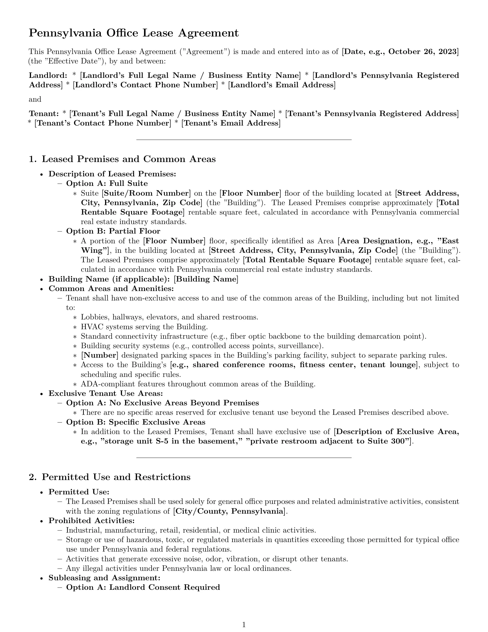 Preview page 1 of Pro Pennsylvania office lease agreement template