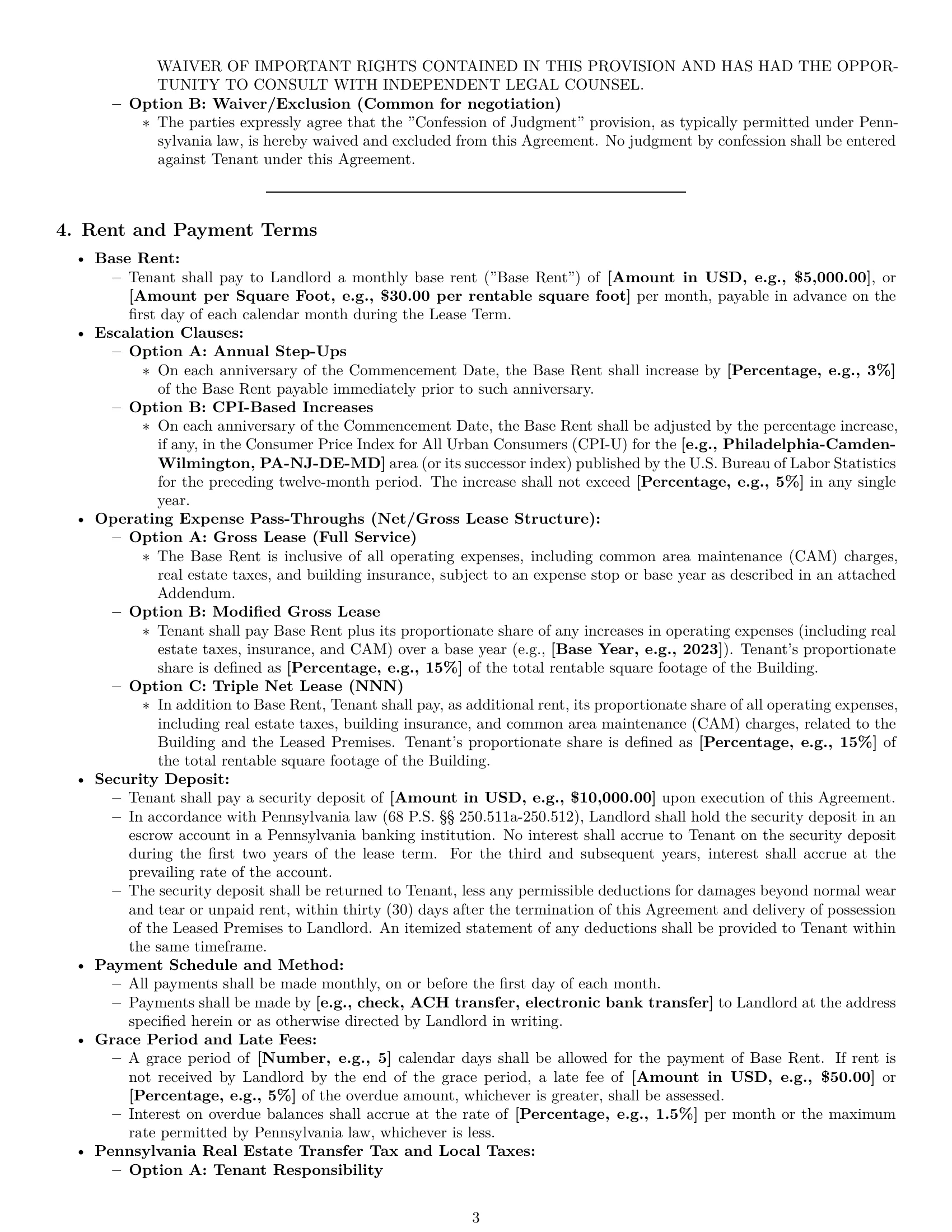 Preview page 3 of Pro Pennsylvania office lease agreement template