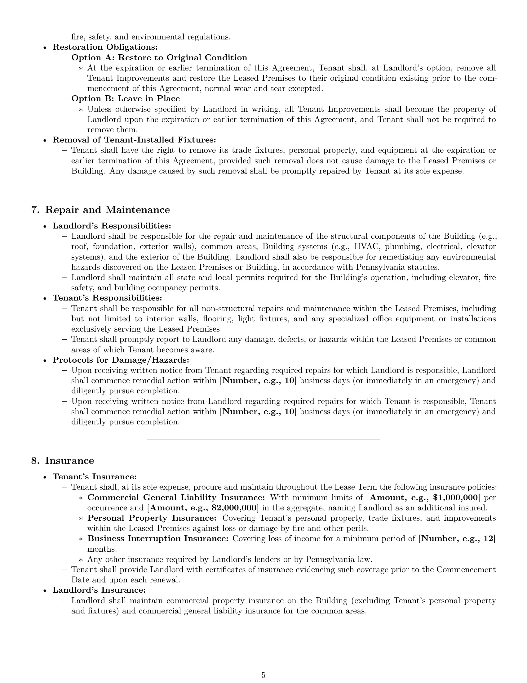 Preview page 5 of Pro Pennsylvania office lease agreement template